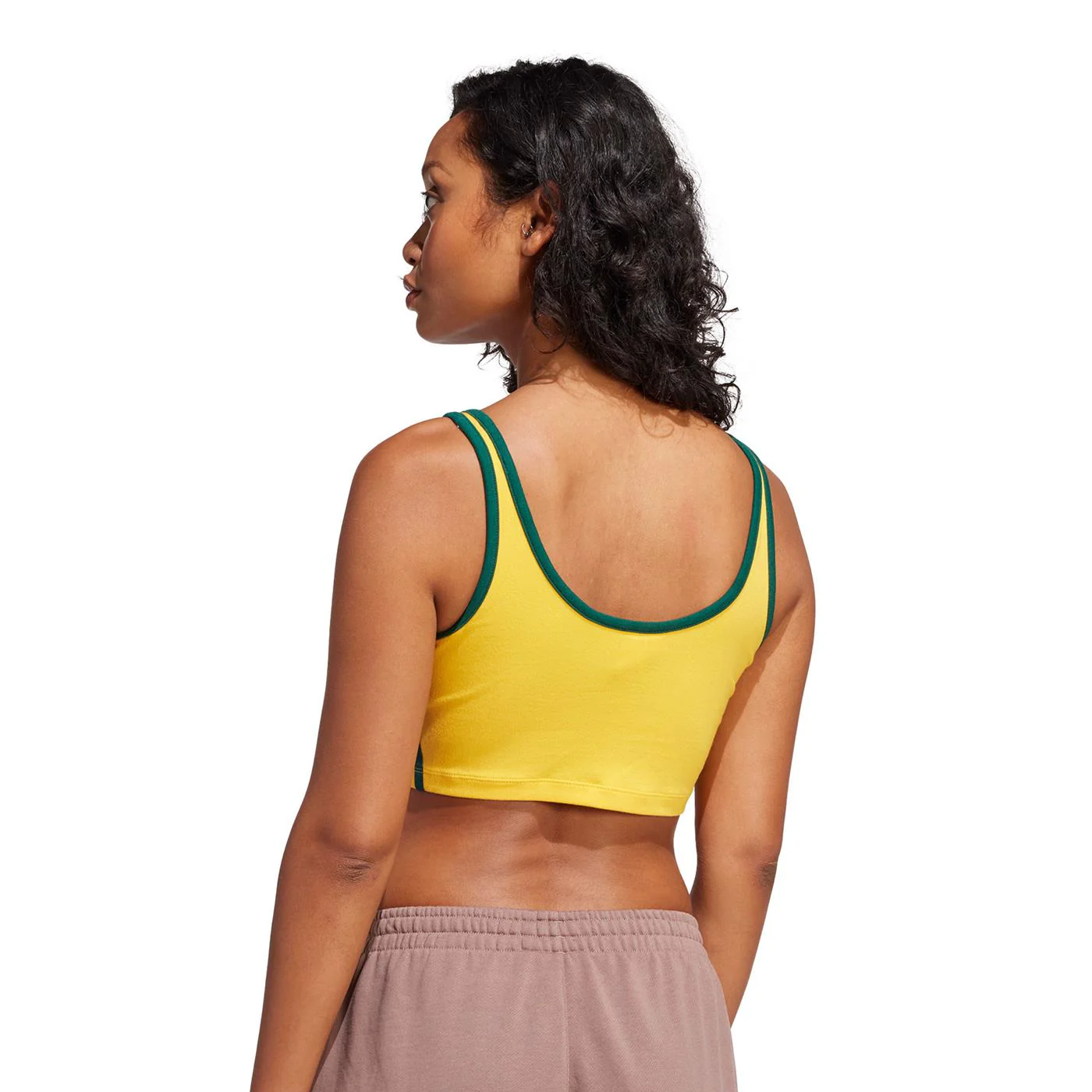 Adidas Originals 3S Bra Top Crew Yellow/Collegiate Green - Image 2