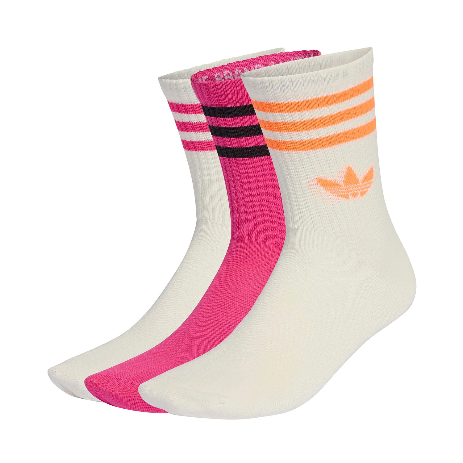 Adidas Originals 3S Crew S 3P Off White/Shock Pink - Image 2