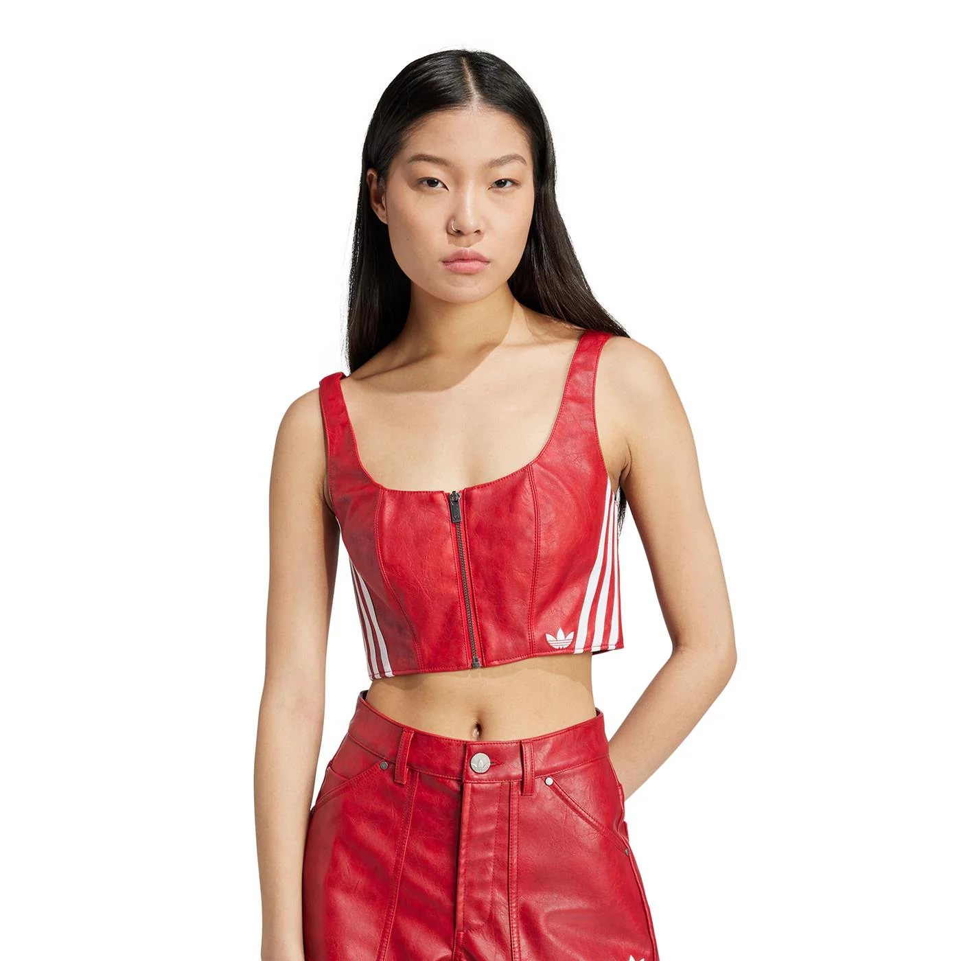 Adidas Originals Faux Leather Top Better Scarlet