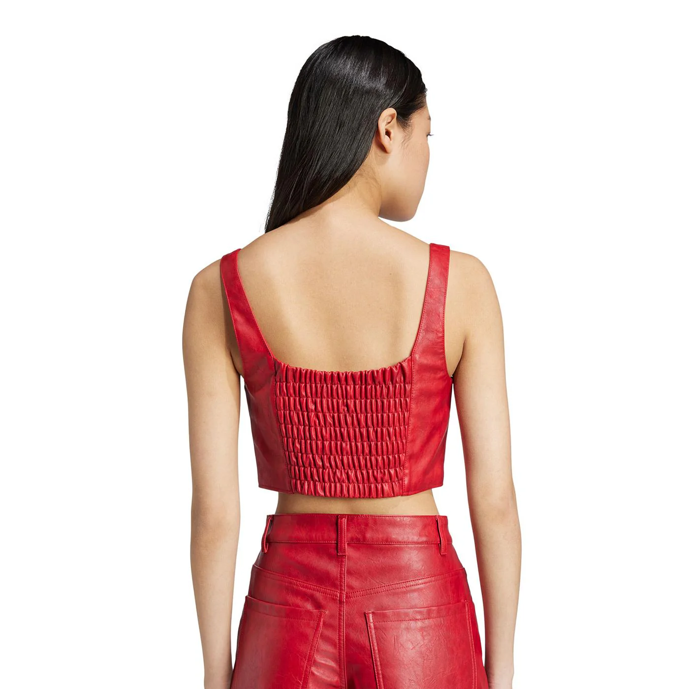 Adidas Originals Faux Leather Top Better Scarlet - Image 2