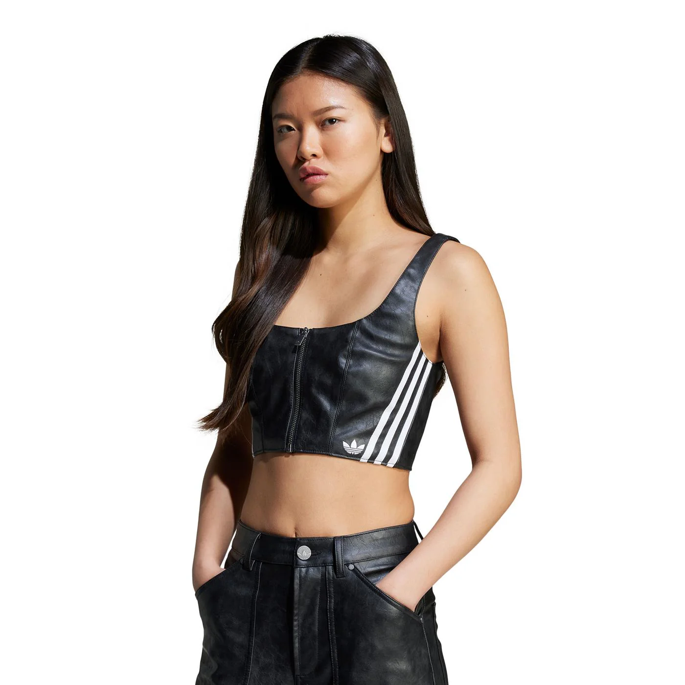 Adidas Originals Faux Leather Top Black