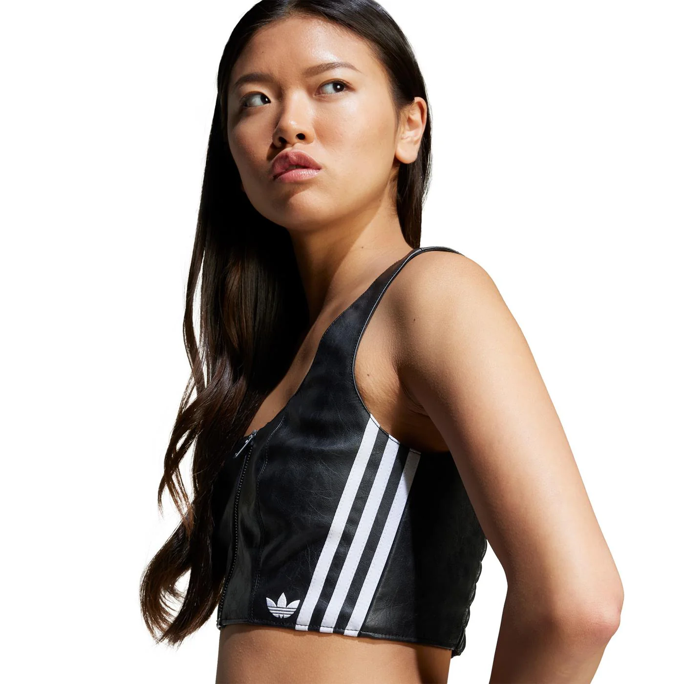 Adidas Originals Faux Leather Top Black - Image 3