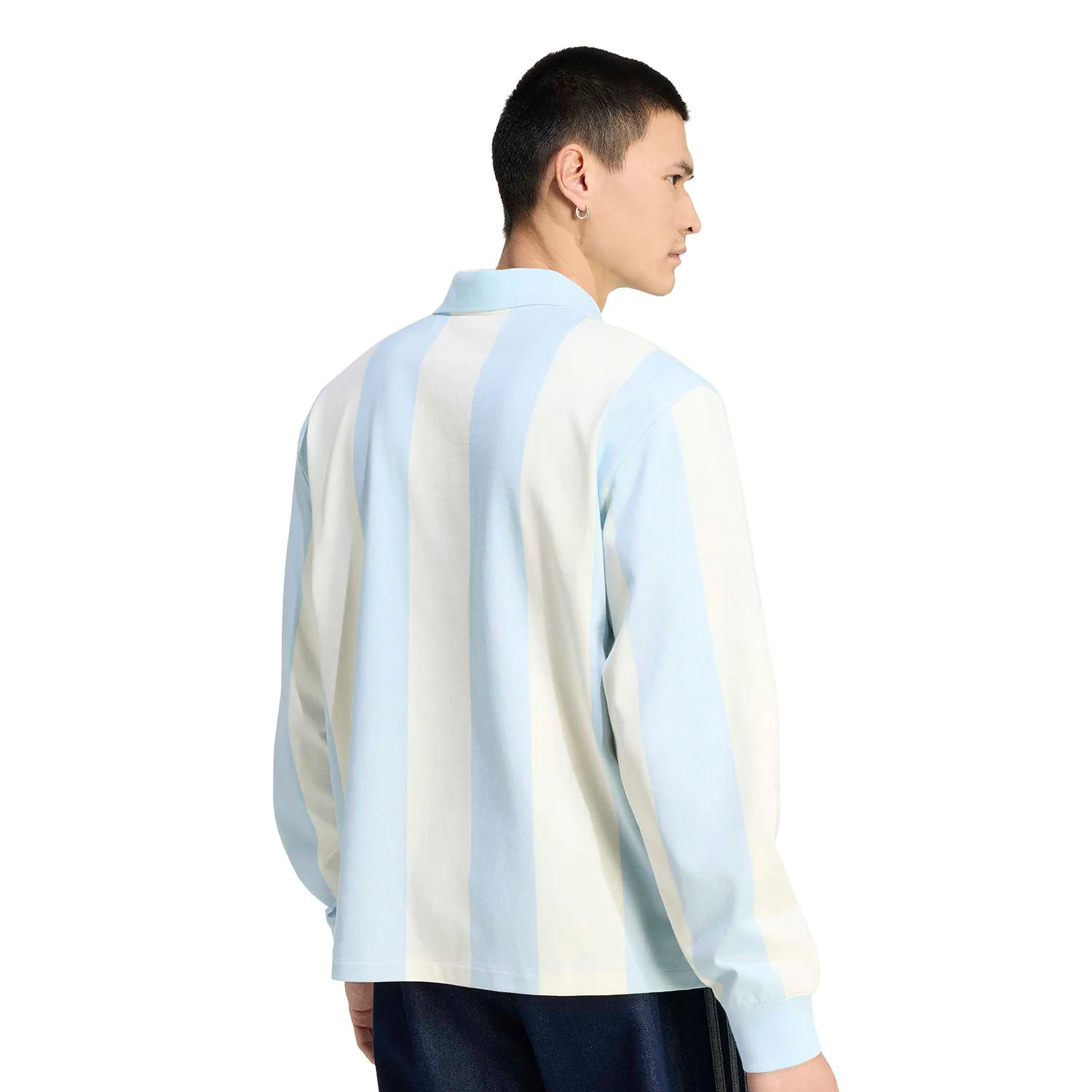 Adidas Originals Striped Polo Ice Blue/Cream White - Image 2