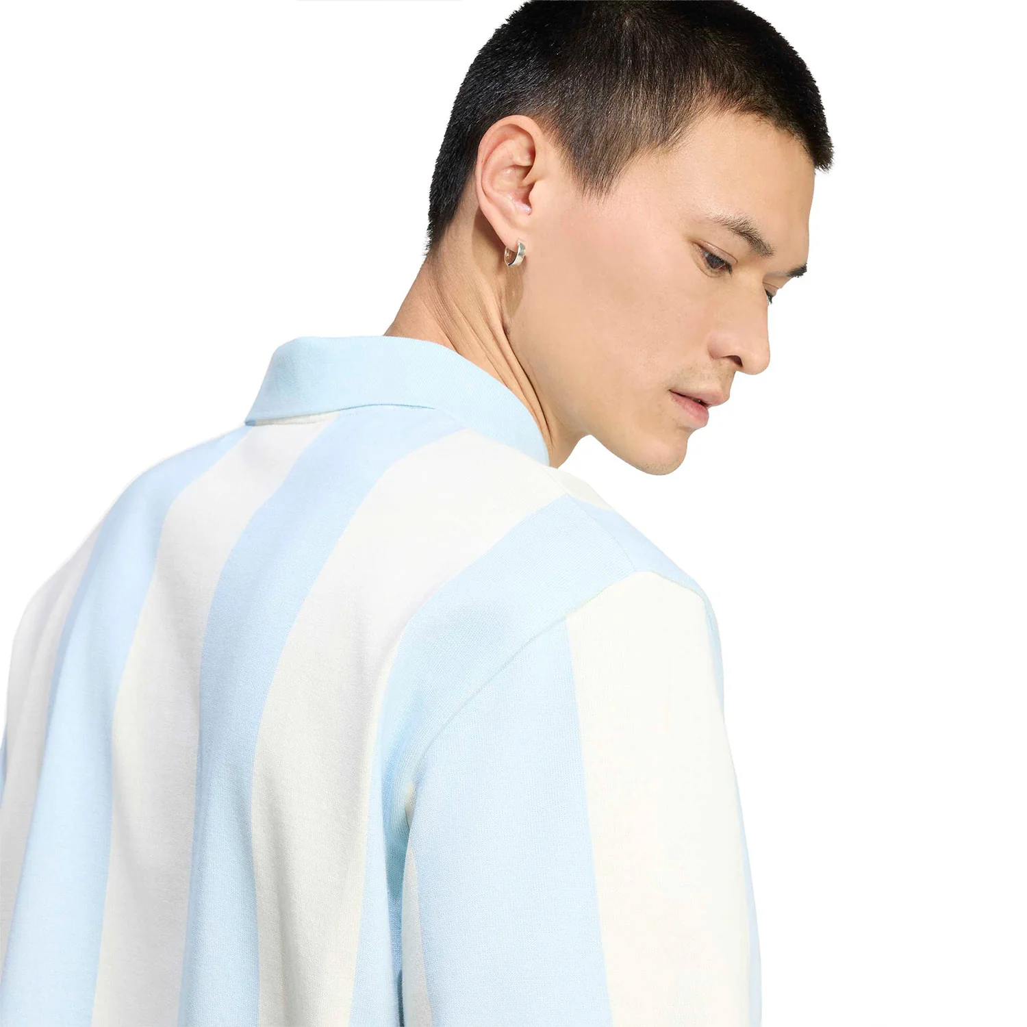 Adidas Originals Striped Polo Ice Blue/Cream White - Image 4