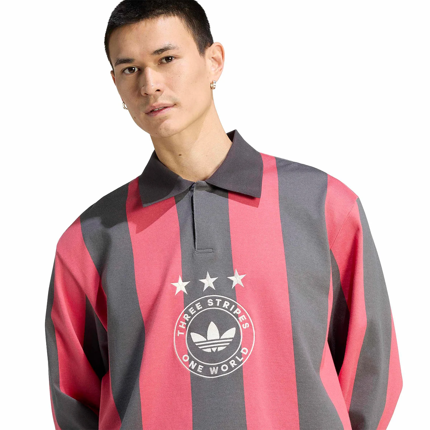 Adidas Originals Striped Polo Utility Black/Pure Ruby - Image 3