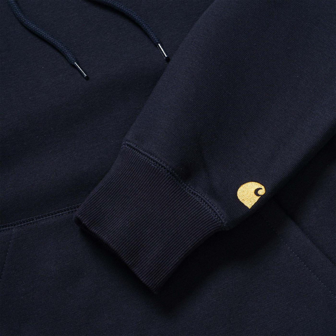 Carhartt Hooded Chase Sweat Dark Navy/Gold - Image 3