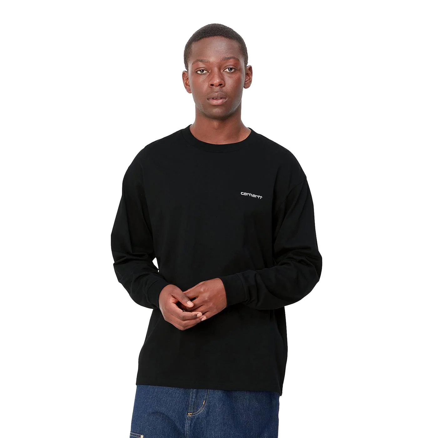 Carhartt L/S Script Embroidery T-Shirt Black/White