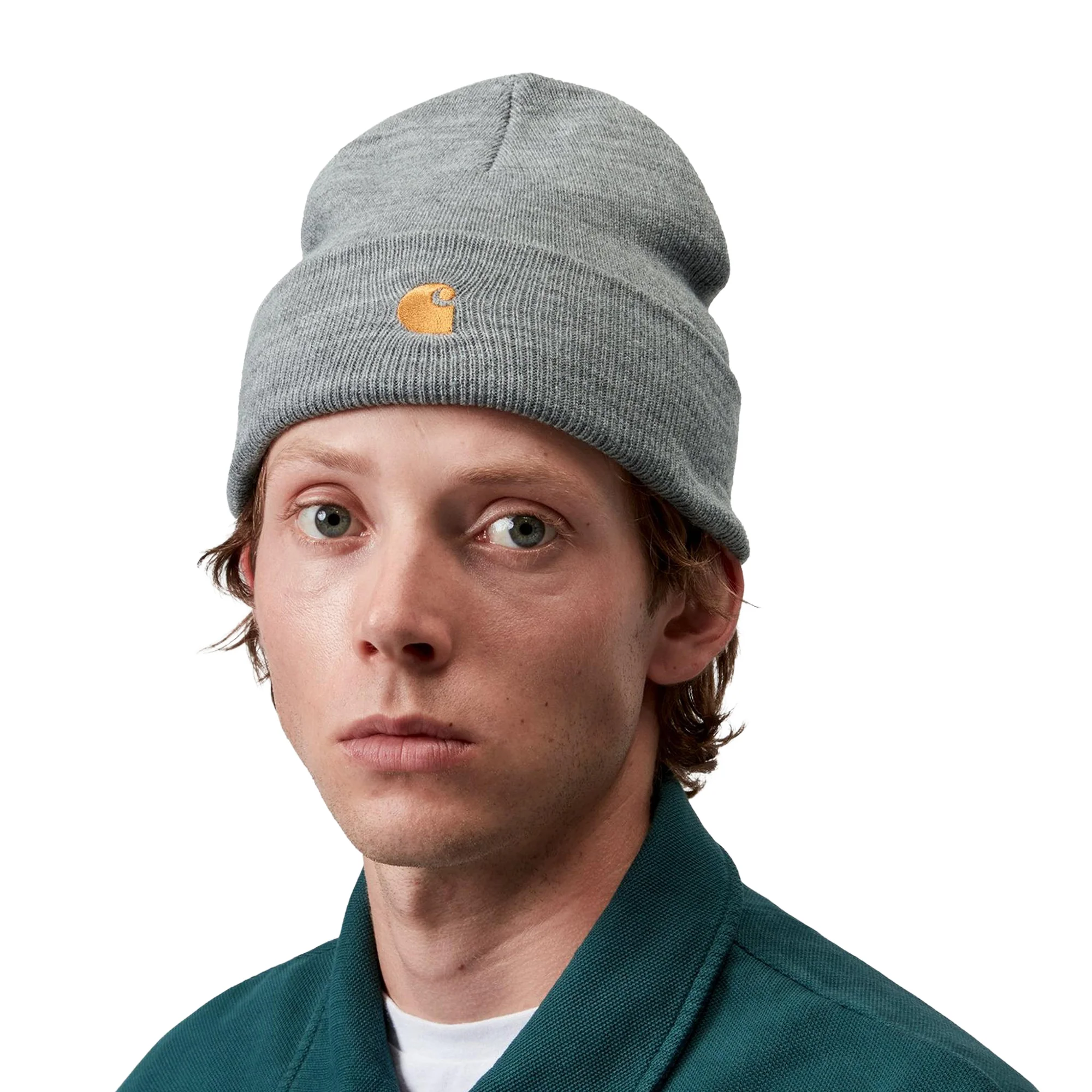 Carhartt WIP Chase Beanie Grey Heather/Gold - Image 3