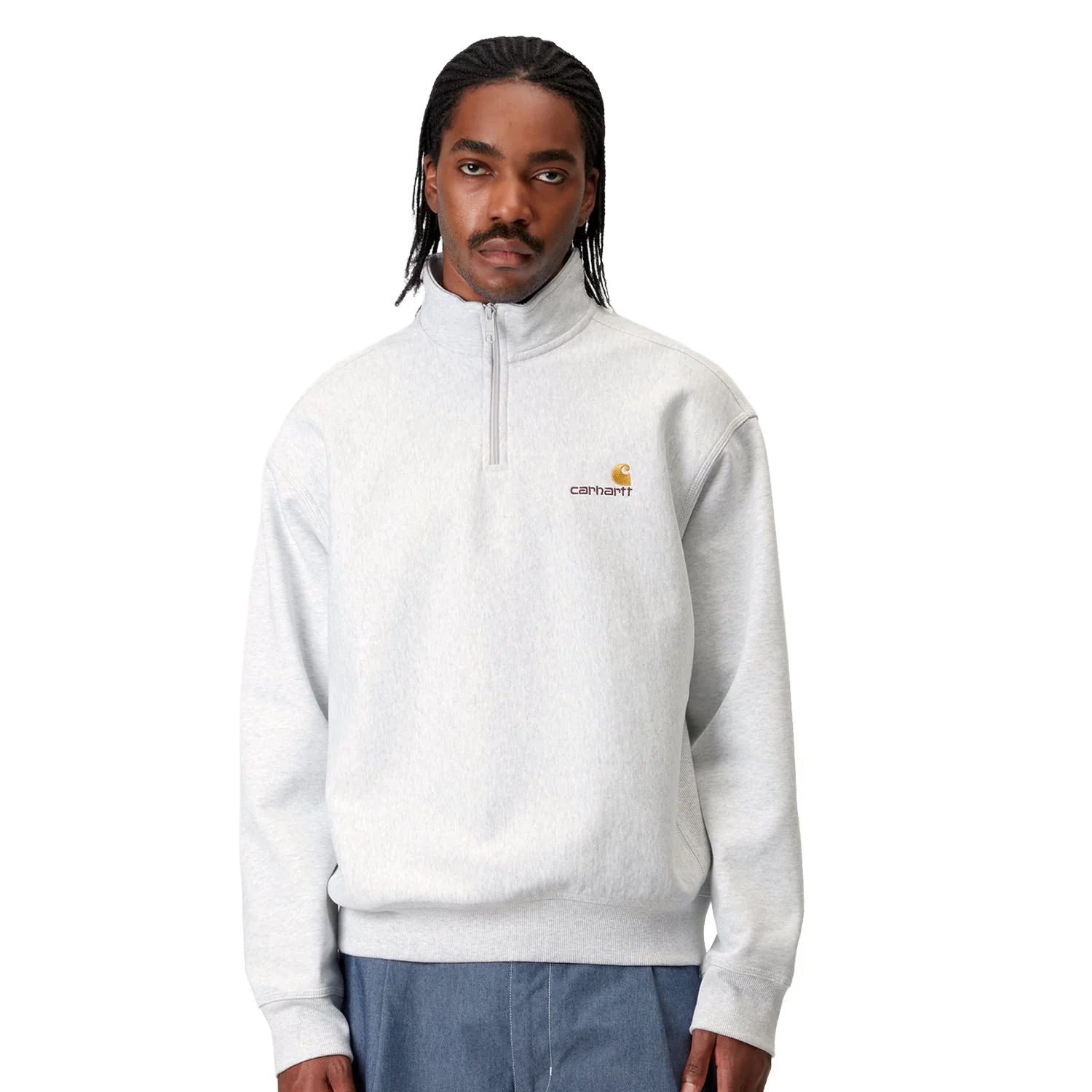 Carhartt WIP Half Zip American Script Sweat Ash Heather