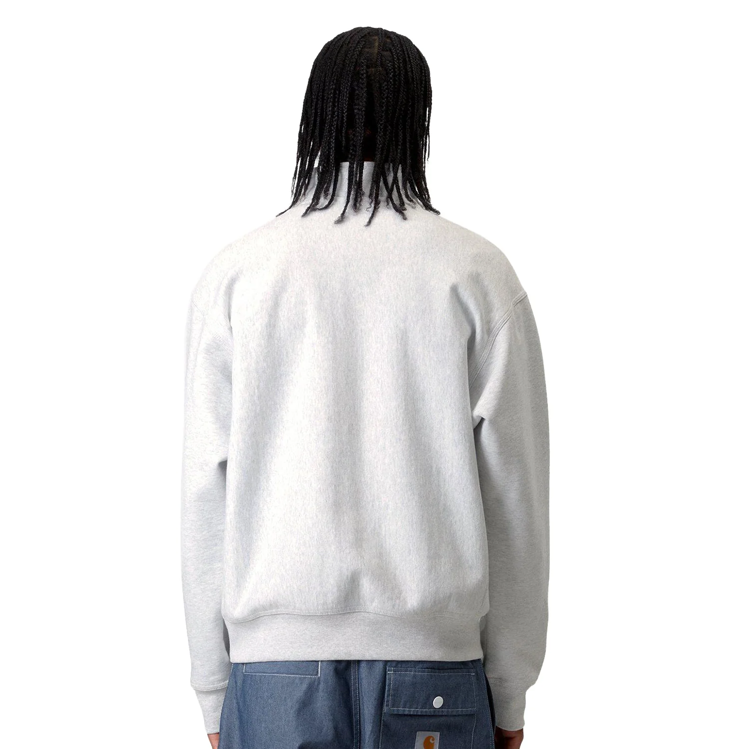 Carhartt WIP Half Zip American Script Sweat Ash Heather - Image 2