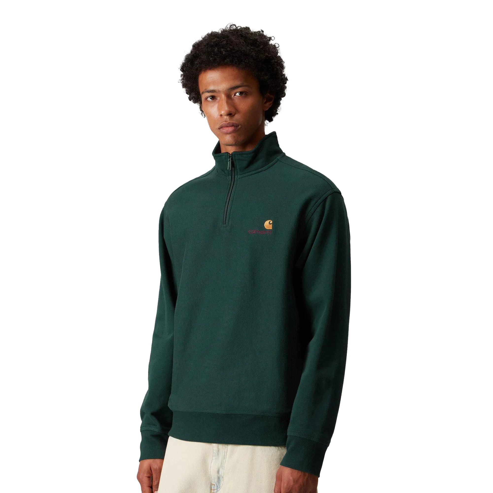 Carhartt WIP Half Zip American Script Sweat Dark Fir