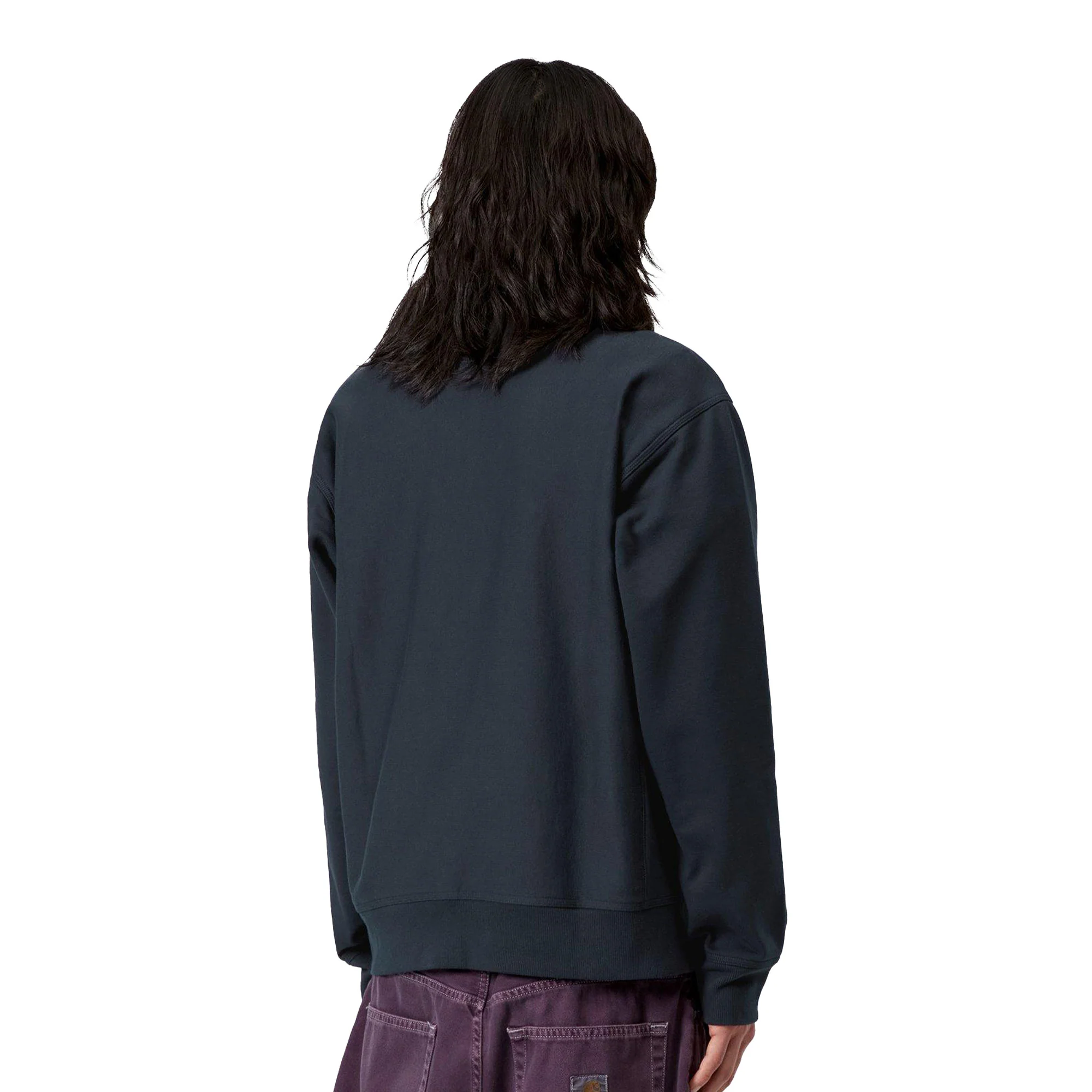 Carhartt WIP Half Zip American Script Sweat Deep Night - Image 2