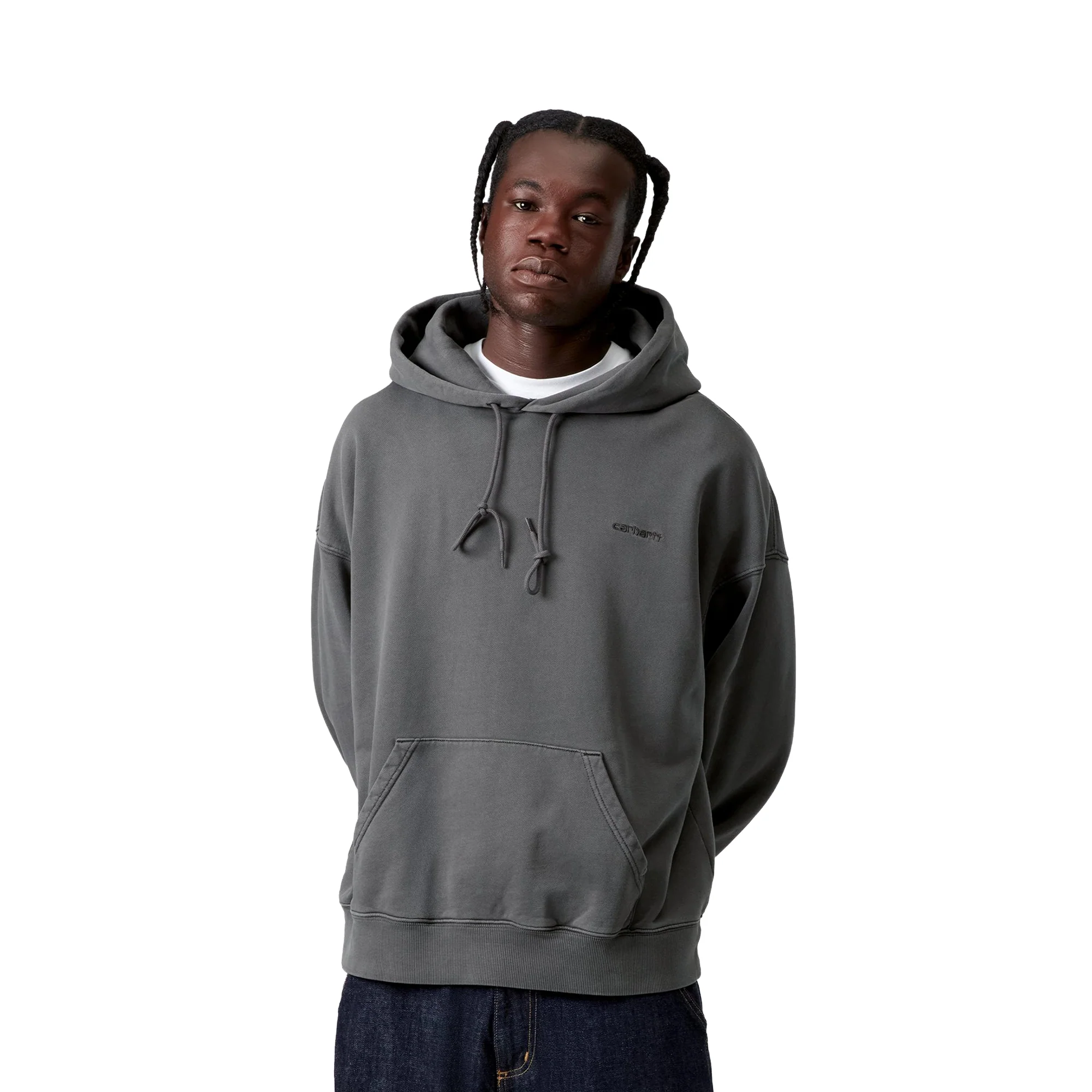 Carhartt WIP Hooded Benton Sweat Graphite garment dyed