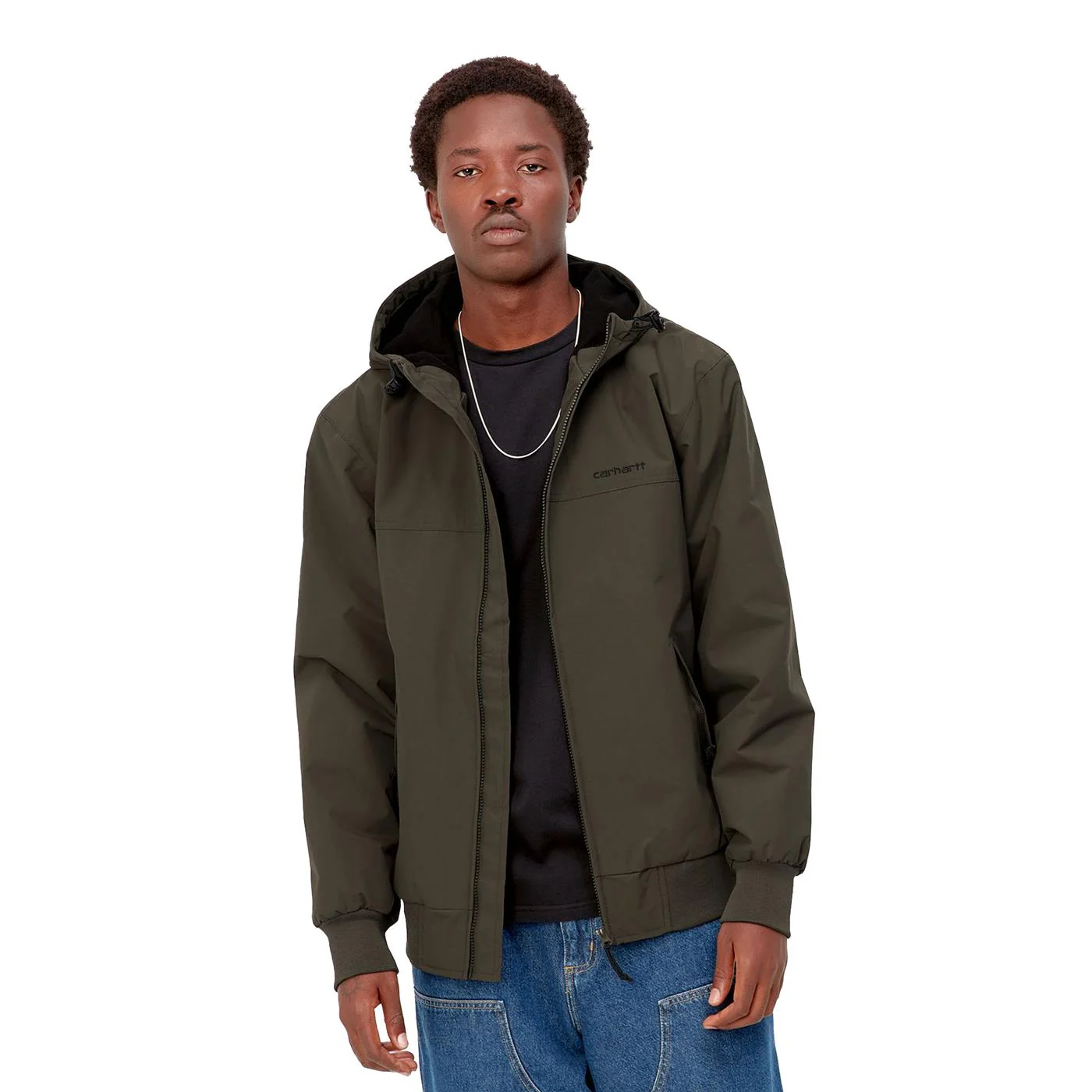 Carhartt WIP Hooded Sail Jacket Cypress/Black - Image 4