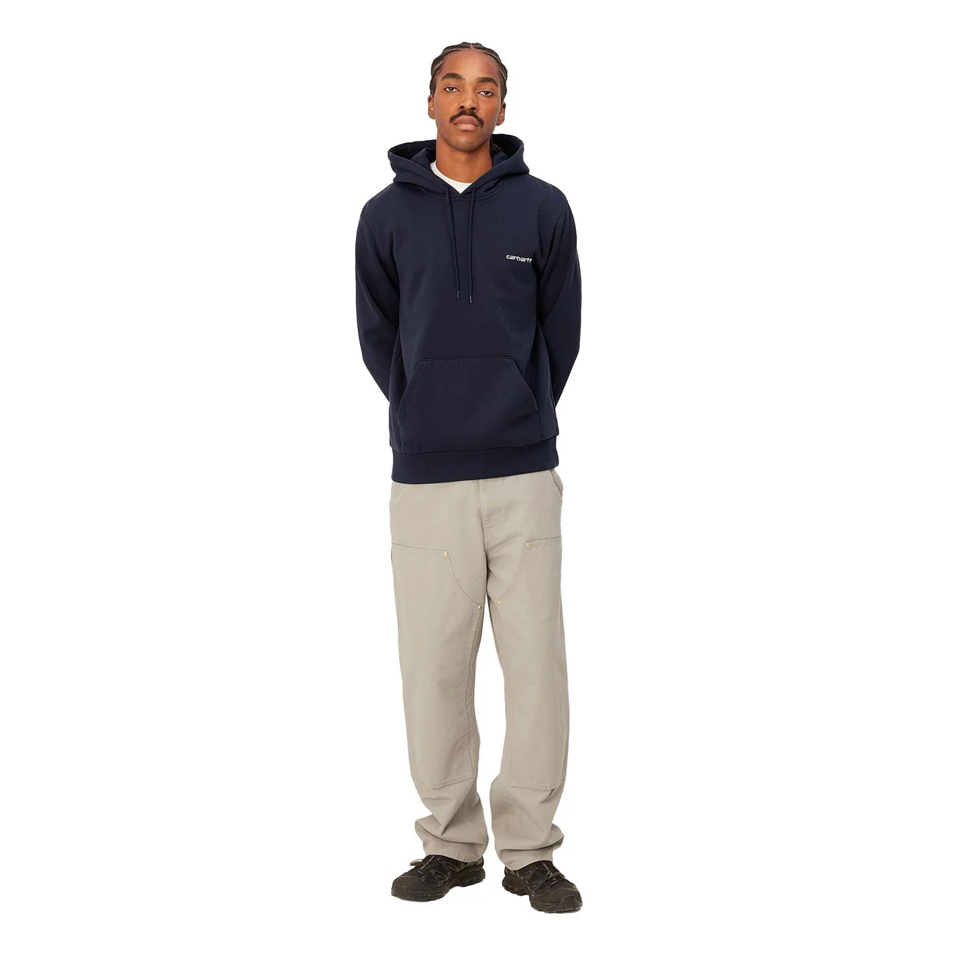 Carhartt WIP Hooded Script Embroidery Sweat Blue/White - Image 2