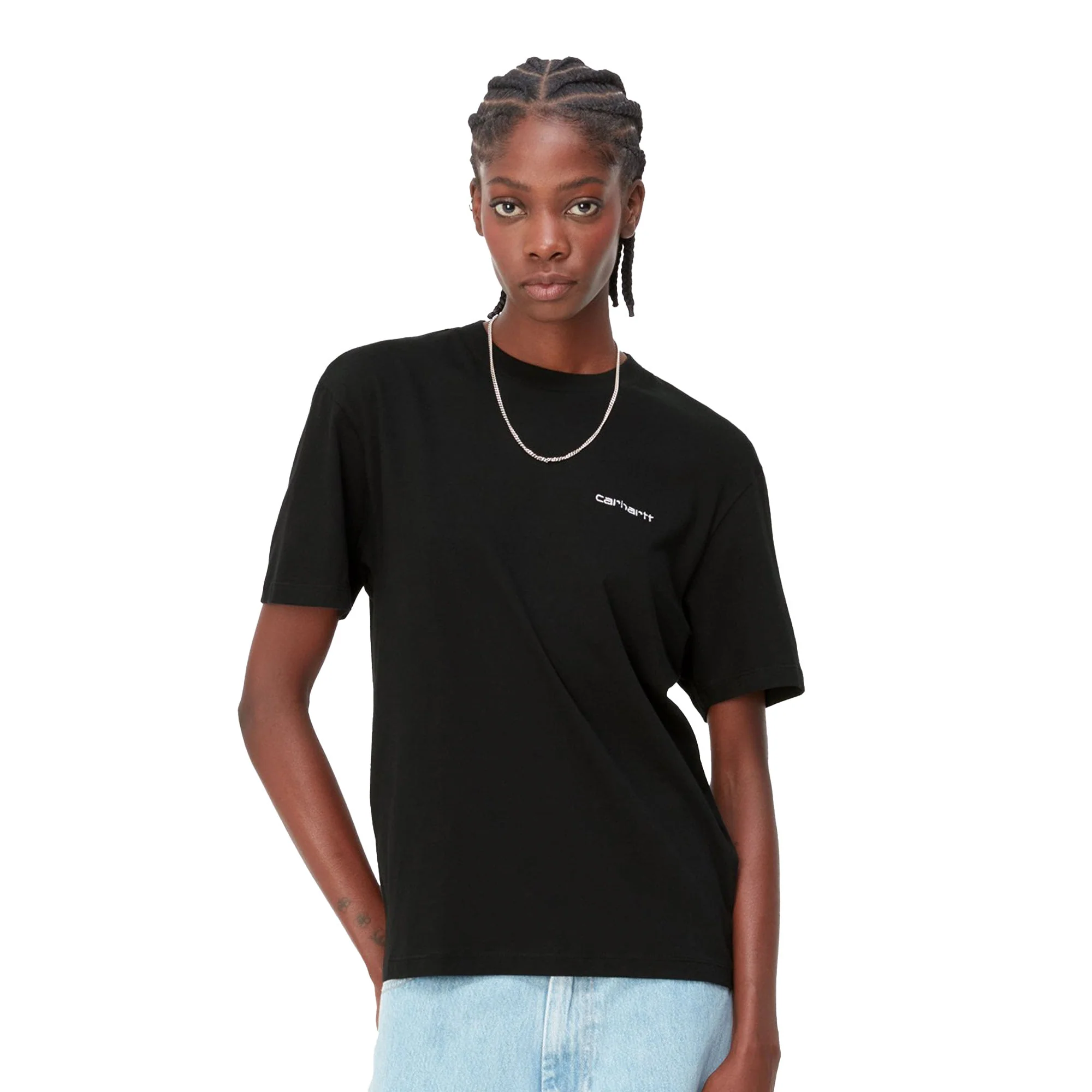 Carhartt WIP W S/S Script Embroidery T-Shirt Black/White