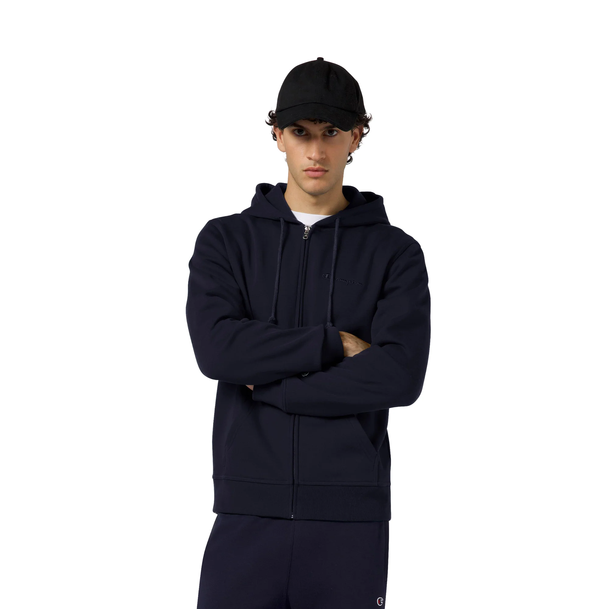 Champion Full Zip Fleece Hoodie Icons Navy Blue