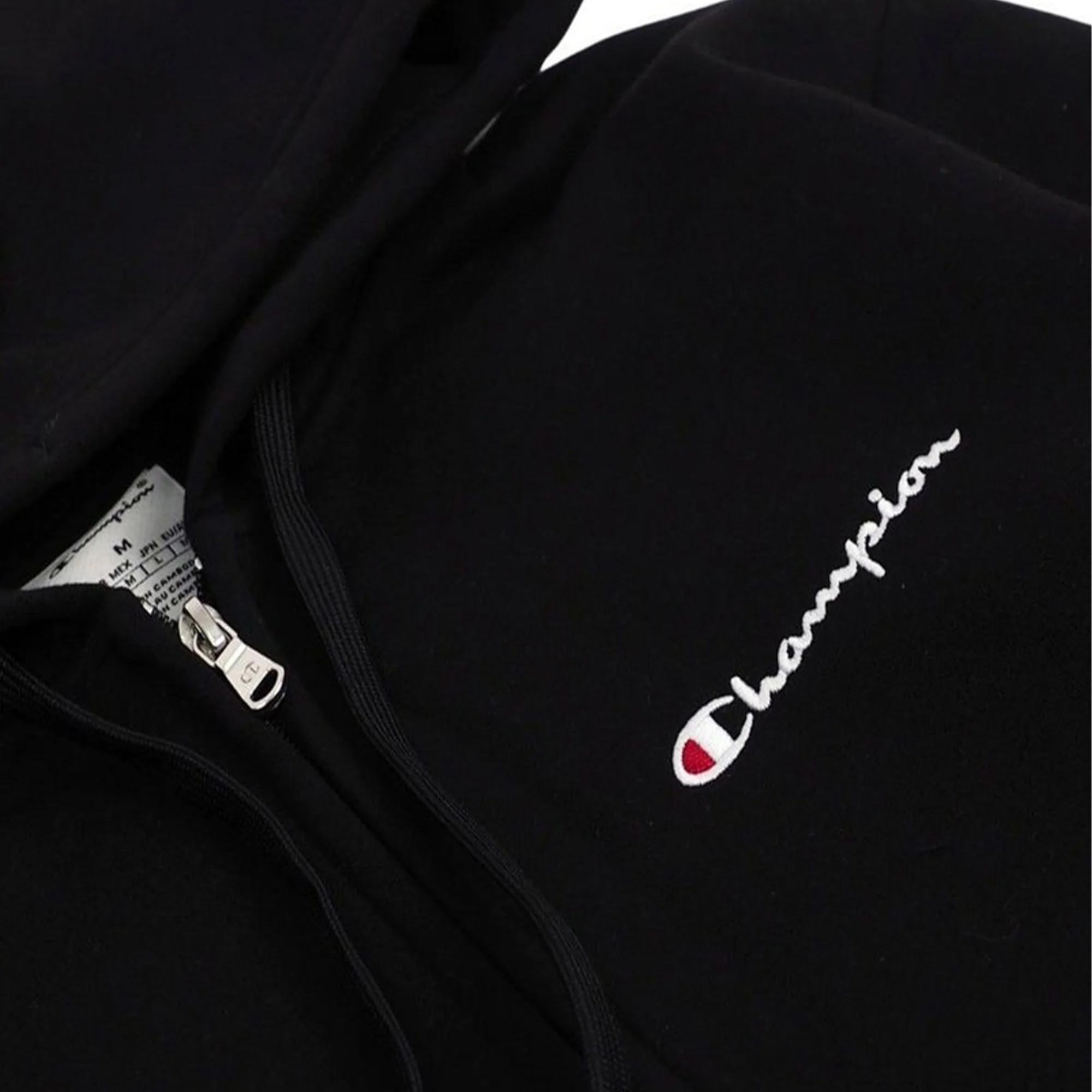 Champion Full Zip Hoodie Sweatshirt Black - Image 3