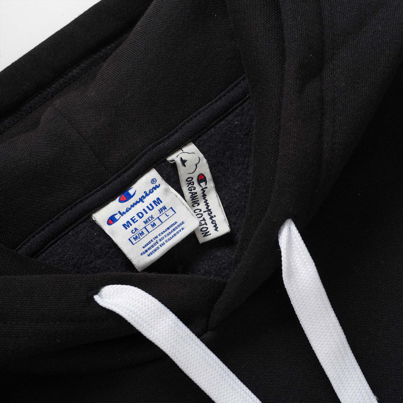 Champion Rochester Script Logo Hood Sweatshirt Black - Image 3