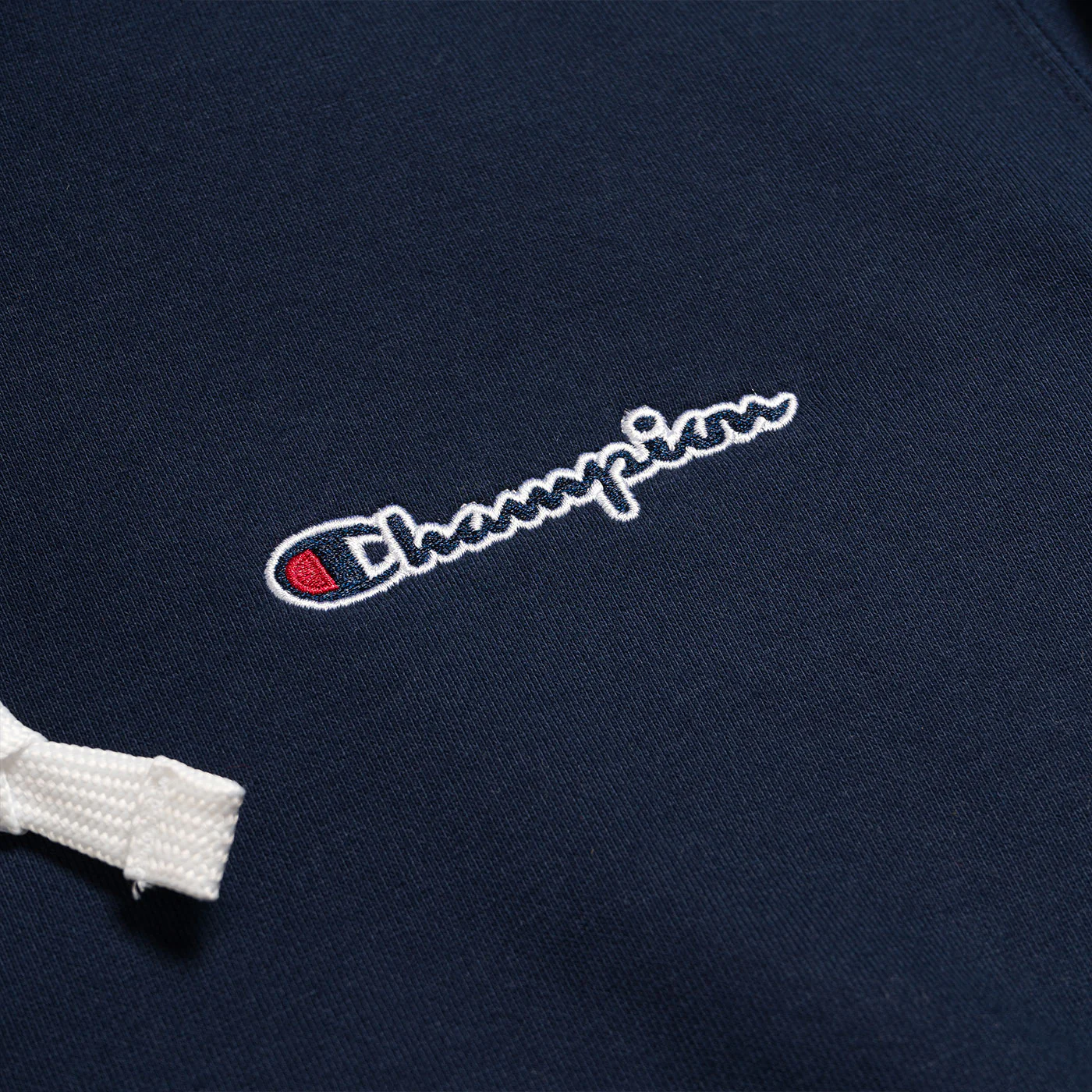 Champion Rochester Small Script Logo Fleece Hoodie Navy - Image 2
