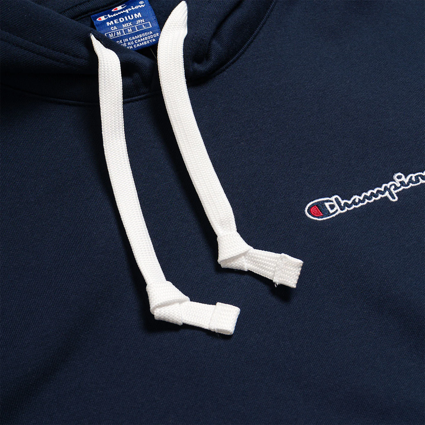 Champion Rochester Small Script Logo Fleece Hoodie Navy - Image 3