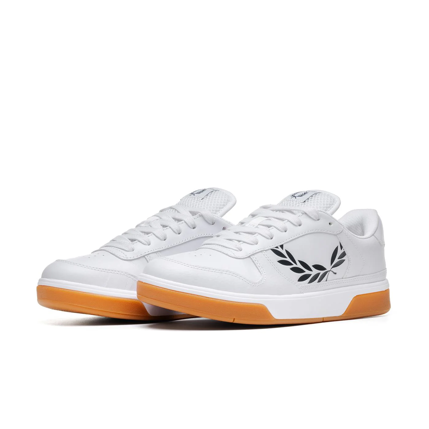Fred Perry B300 Textured Leather/Branded White/Navy - Image 3