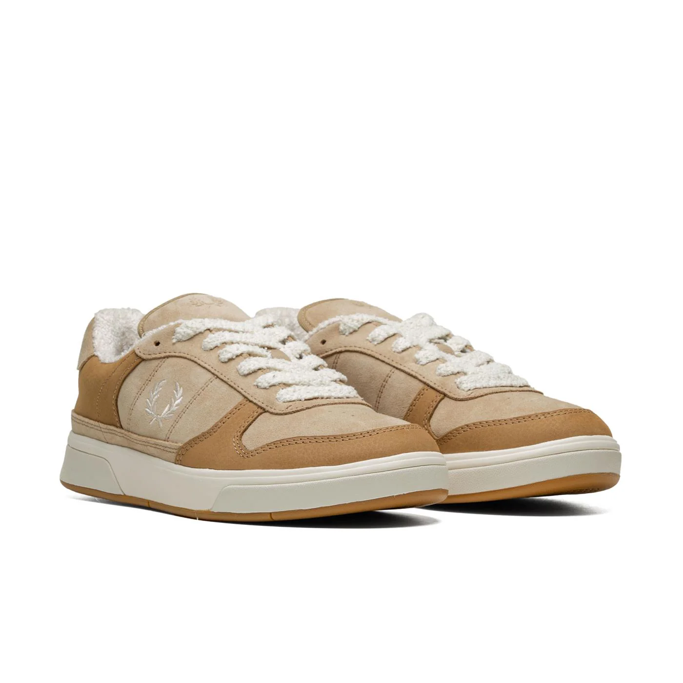 Fred Perry B300 Textured Nubuck/Suede Warm Stone/Ecru - Image 3