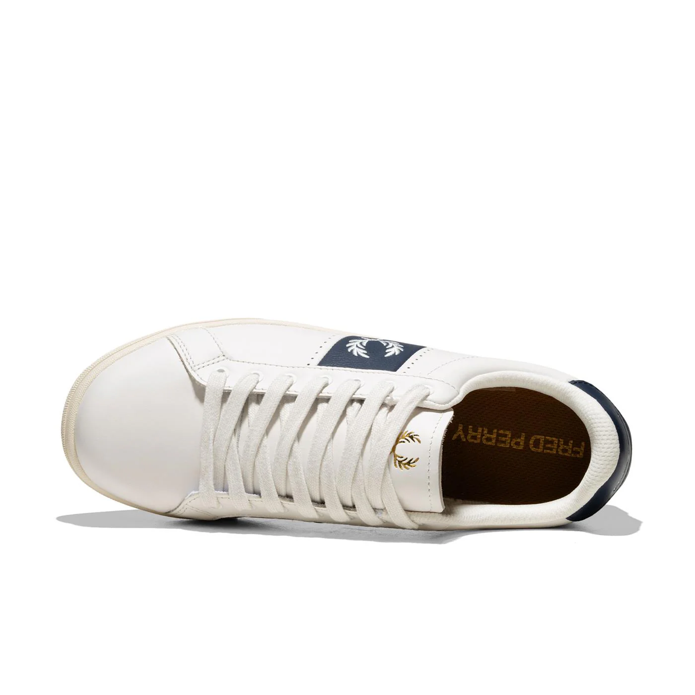 Fred Perry B721 Leather Perf/Branded Snow White/Snow White - Image 5