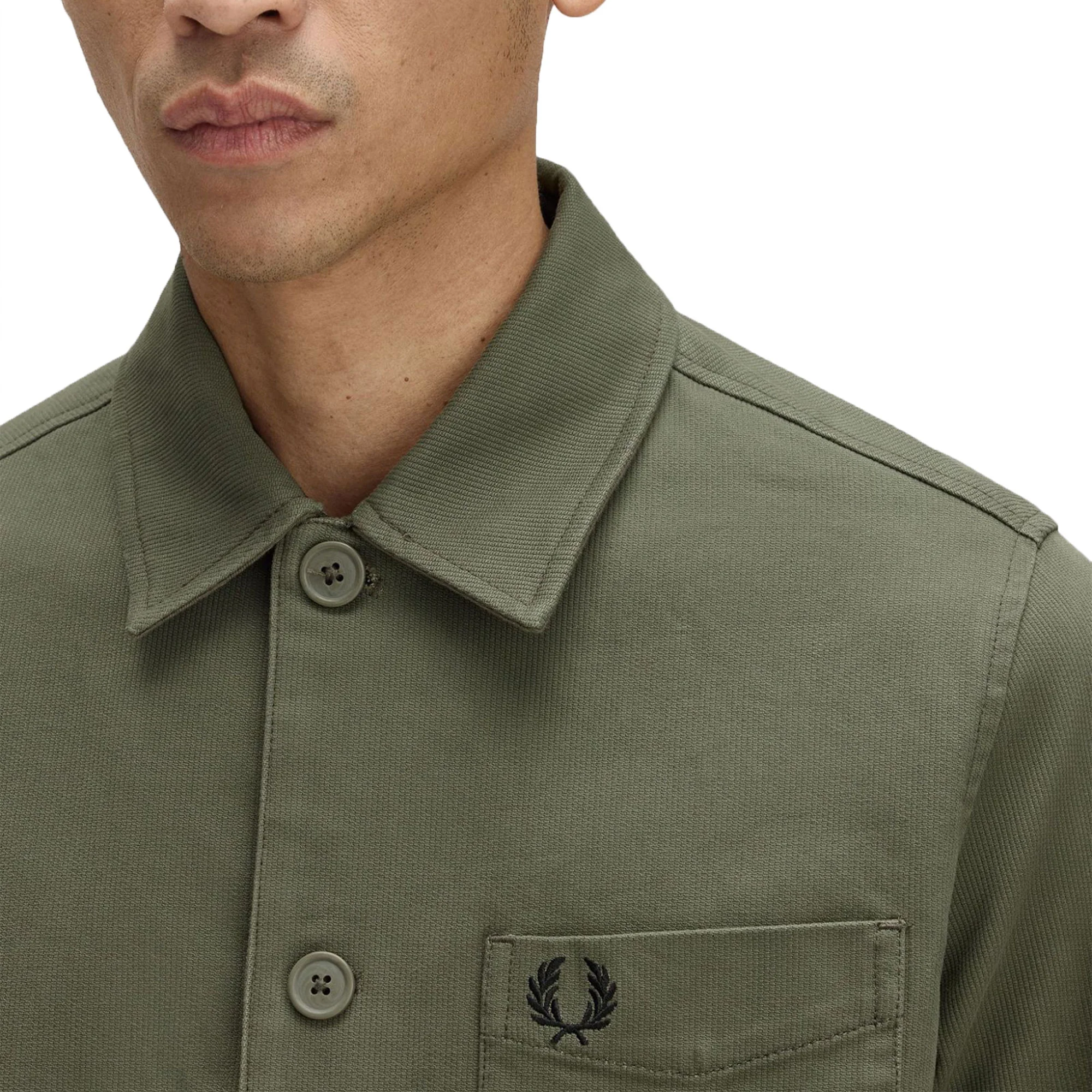 Fred Perry Bedford Cord Overshirt Laurel Wreath Green - Image 4