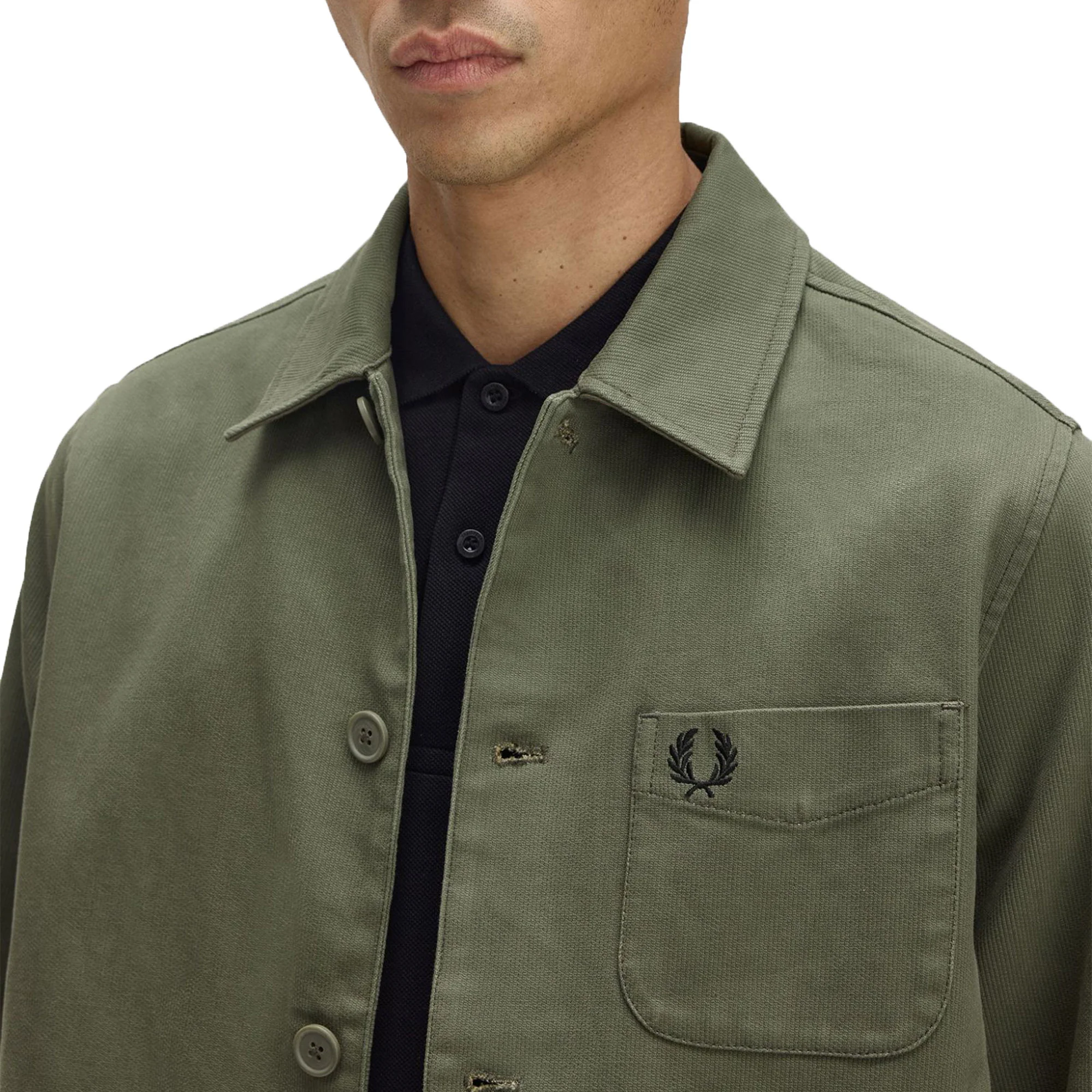 Fred Perry Bedford Cord Overshirt Laurel Wreath Green - Image 5