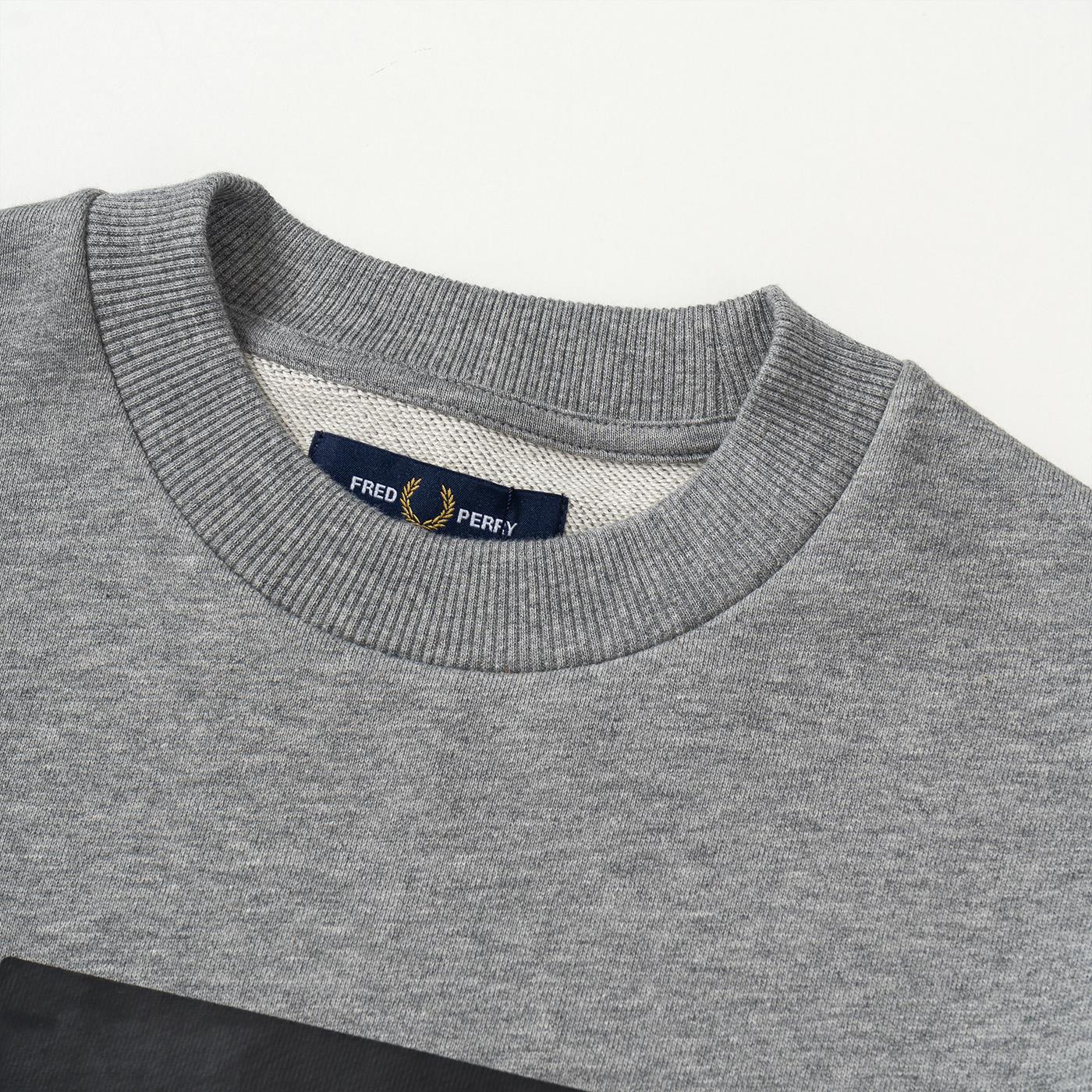 Fred Perry Block Print Sweatshirt Steel Marl - Image 3