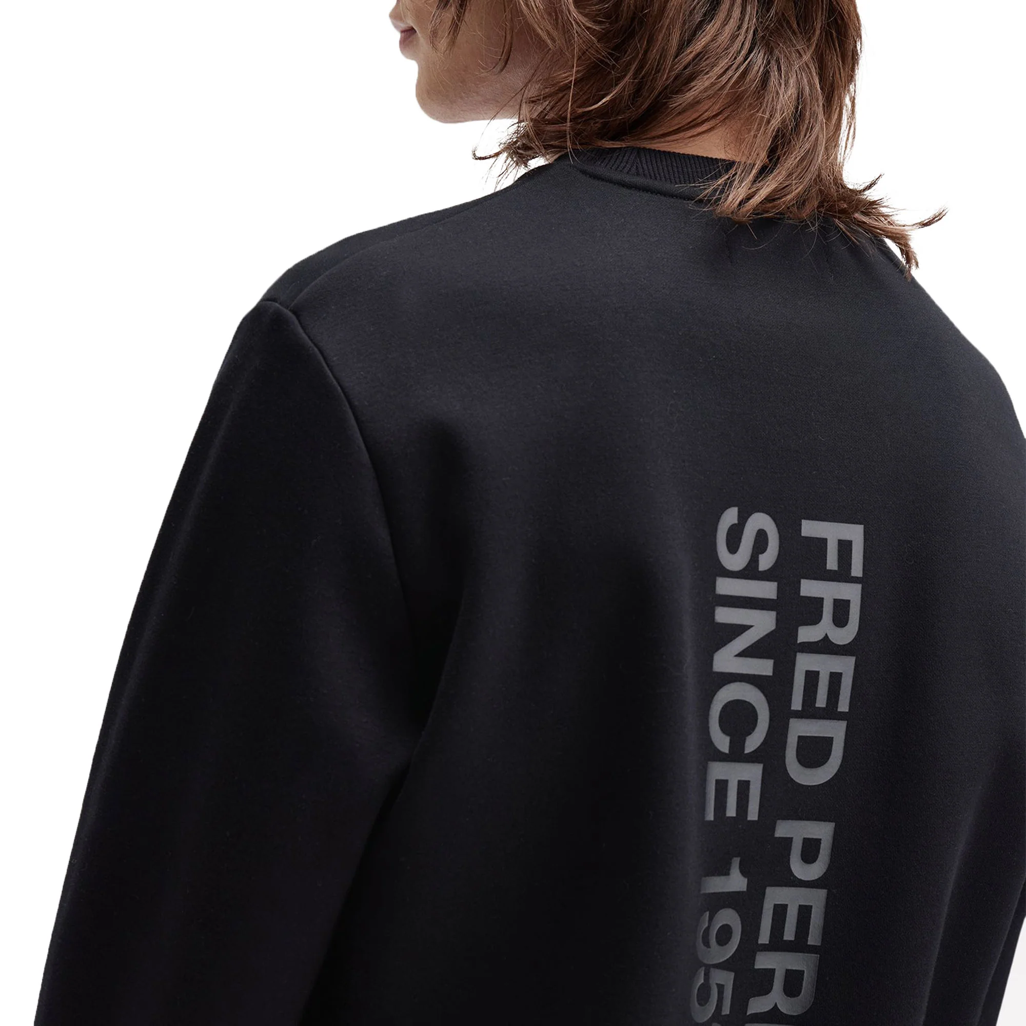 Fred Perry Bold Branding Crewneck Sweatshirt Black - Image 4