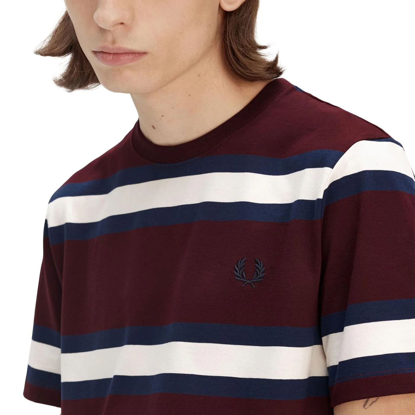 Fred Perry Bold Stripe T-Shirt Oxblood - Image 4