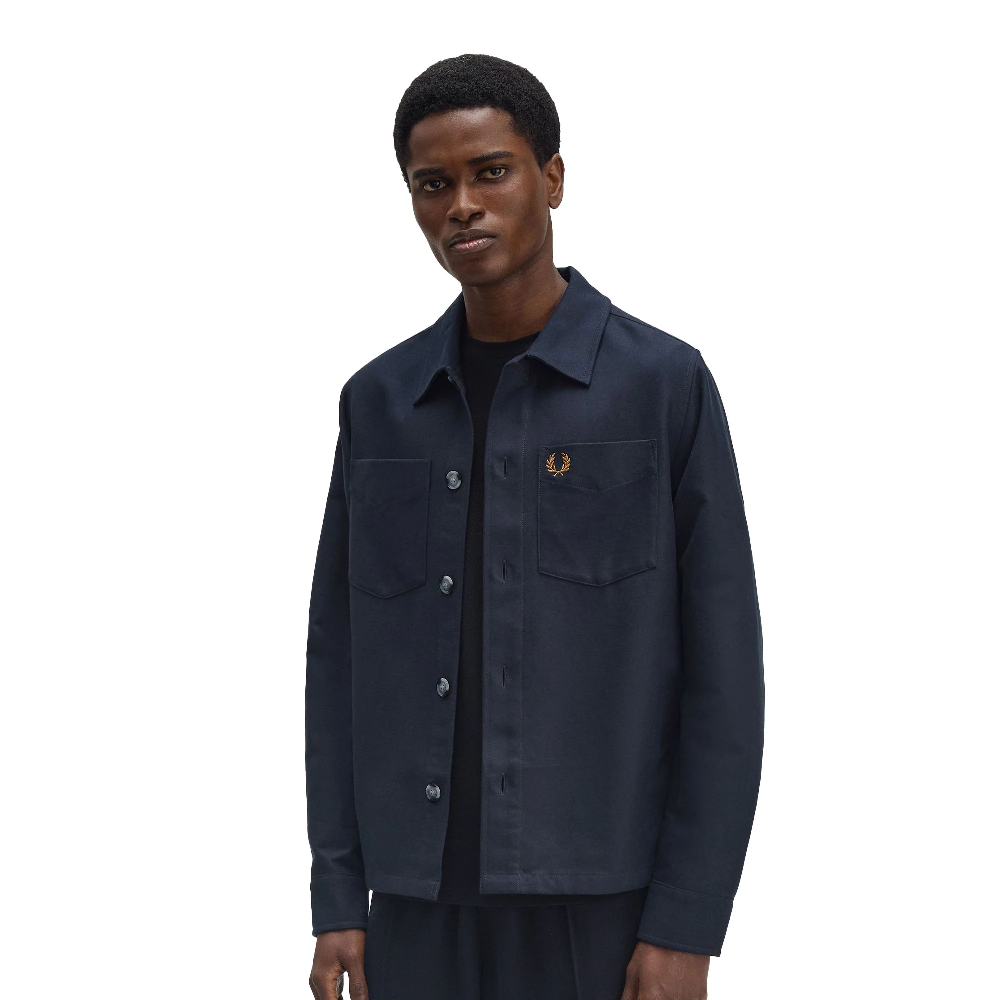Fred Perry Brushed Twill Overshirt Navy - Image 3
