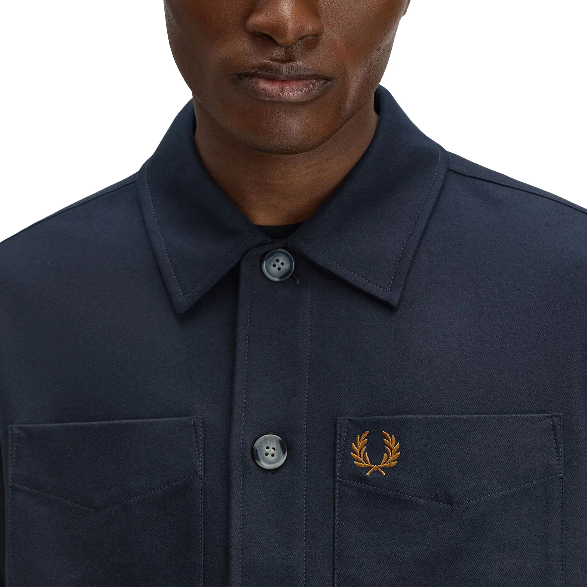 Fred Perry Brushed Twill Overshirt Navy - Image 4