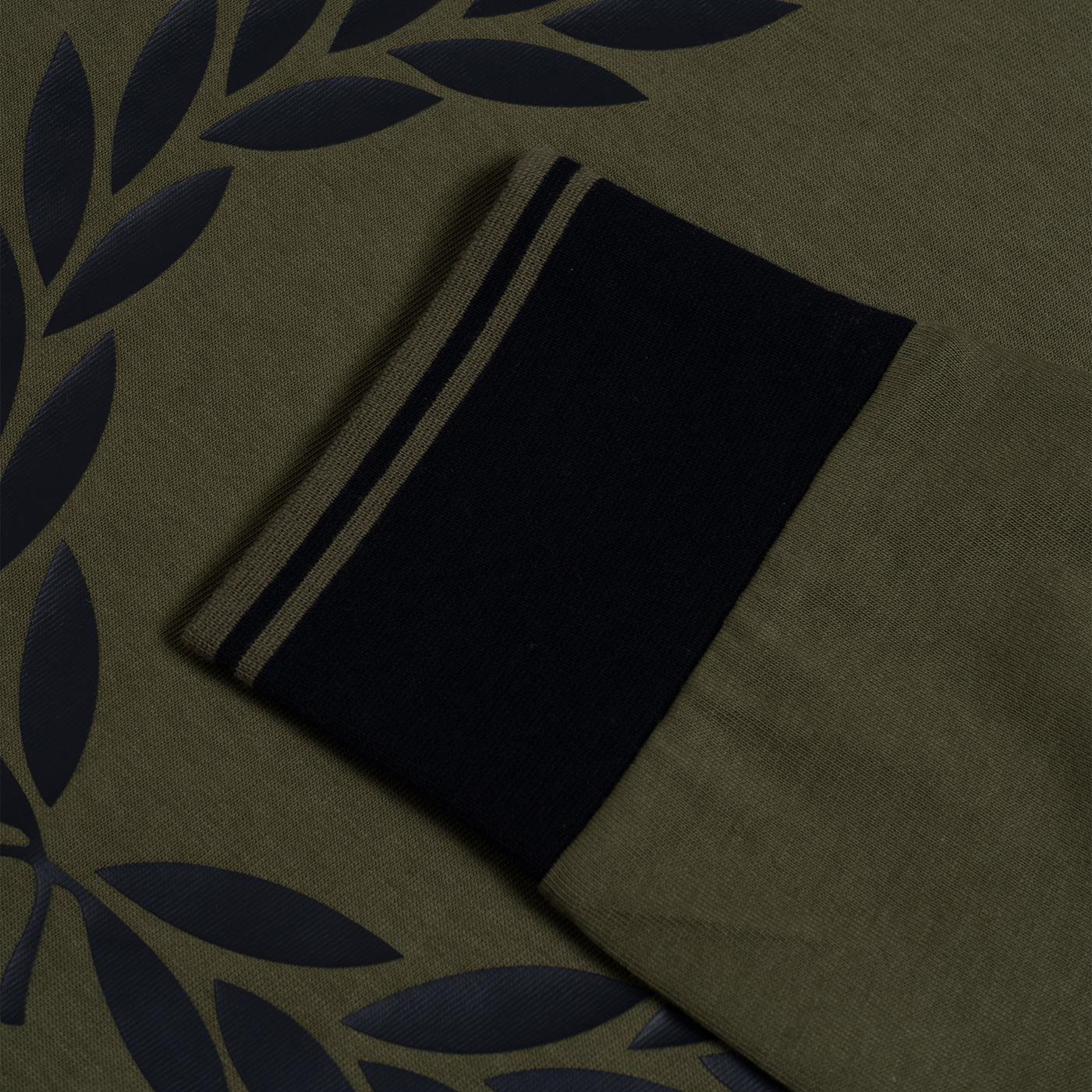 Fred Perry Constrast Cuff Laurel LS T-Shirt Uniform Green - Image 4