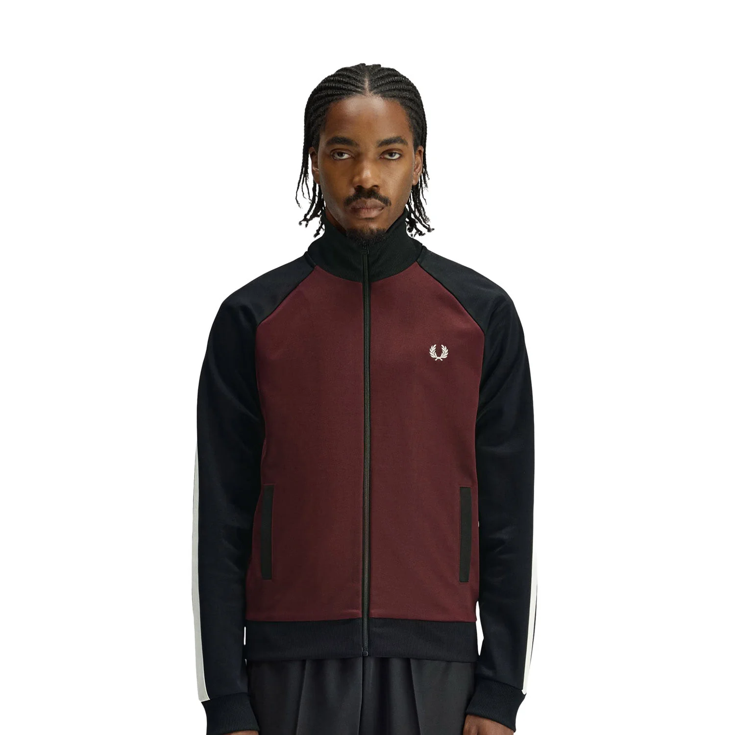 Fred Perry Contrast Sleeve Track Jacket Oxblood
