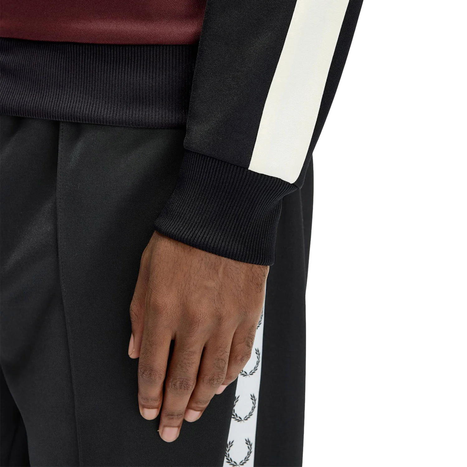 Fred Perry Contrast Sleeve Track Jacket Oxblood - Image 3