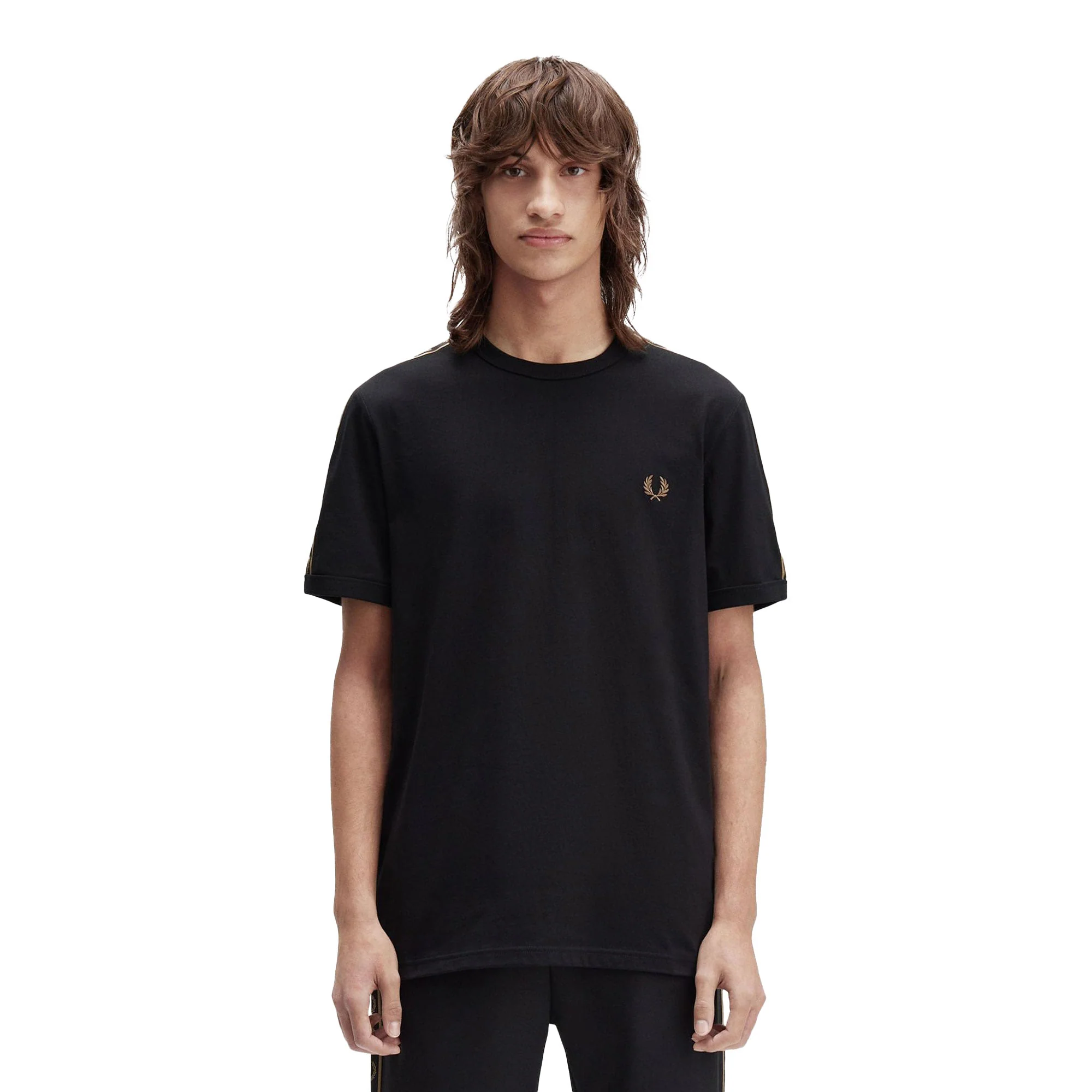 Fred Perry Contrast Tape Ringer T-Shirt Black/Shaded Stone