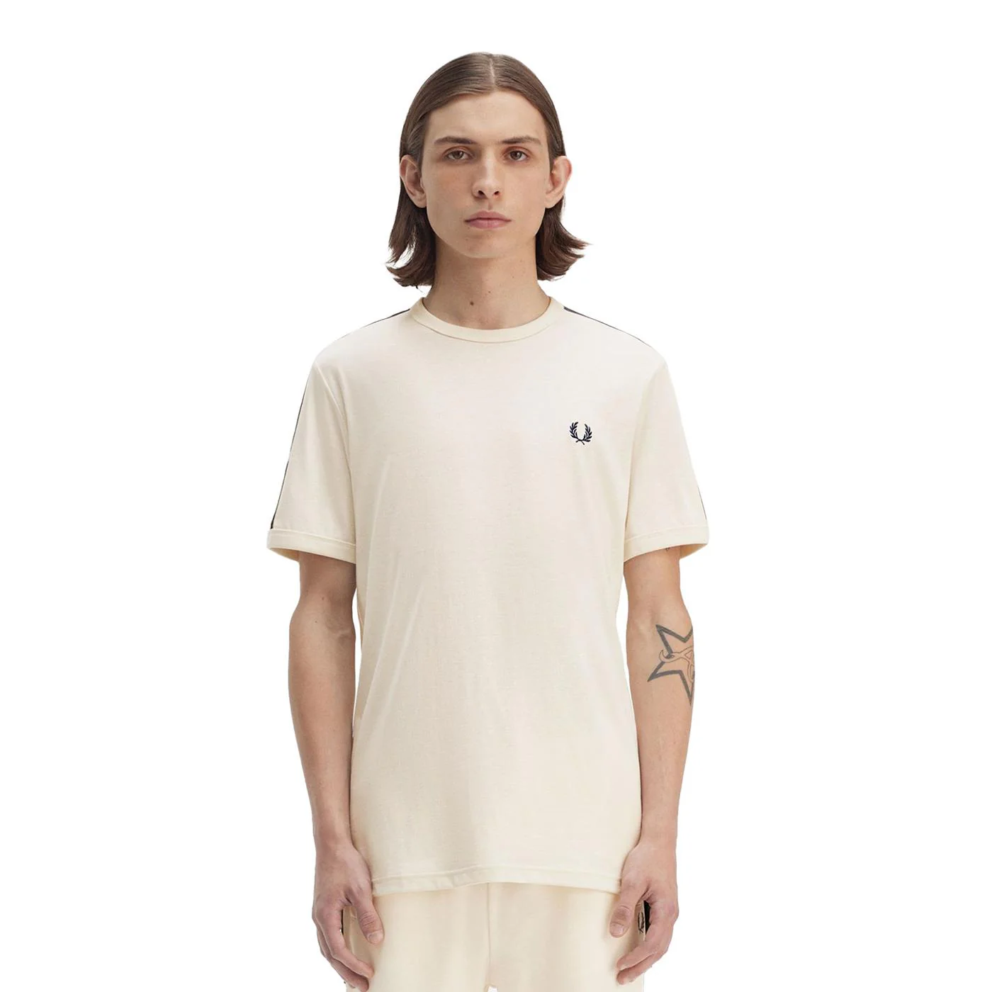 Fred Perry Contrast Tape Ringer T-Shirt Ecru