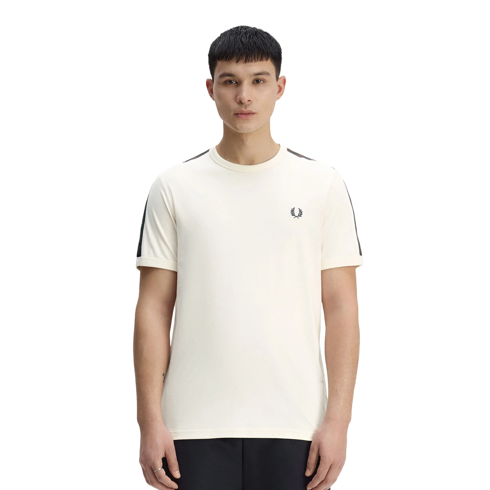 Fred Perry Contrast Tape Ringer T-Shirt Ecru/Burnt Tobacco