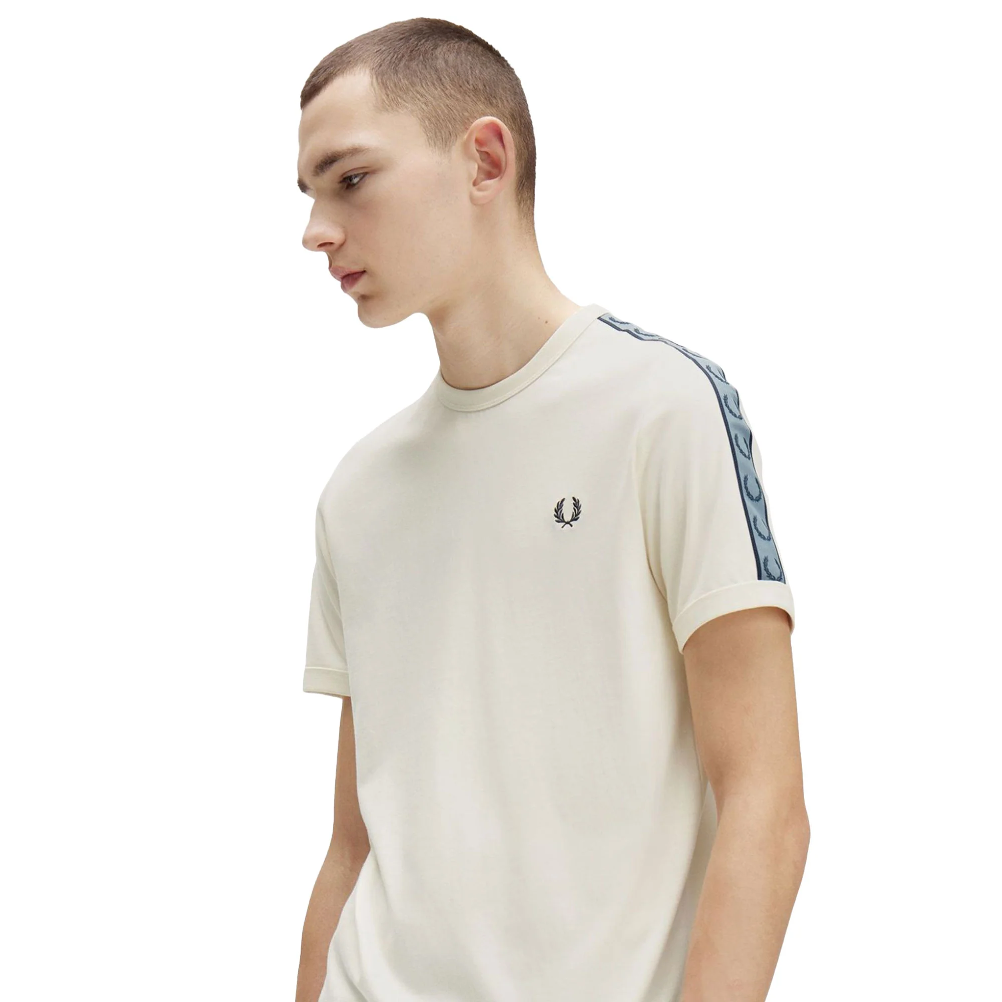 Fred Perry Contrast Tape Ringer T-Shirt Ecru/Navy - Image 4