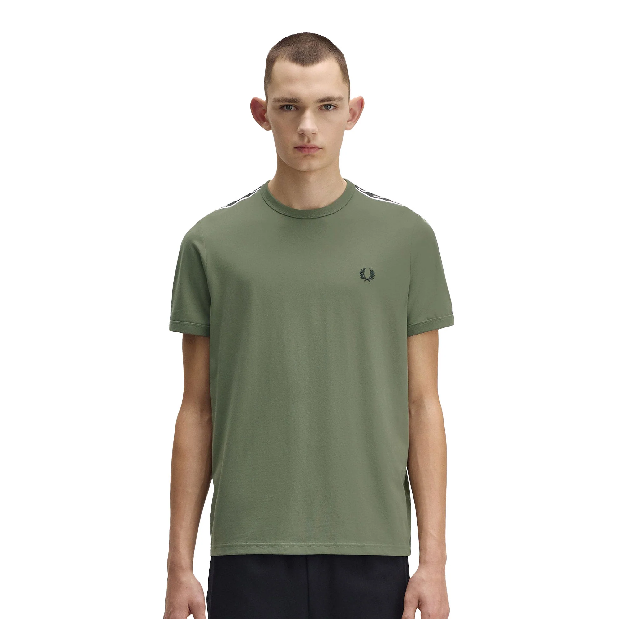 Fred Perry Contrast Tape Ringer T-Shirt Laurel Wreath Green