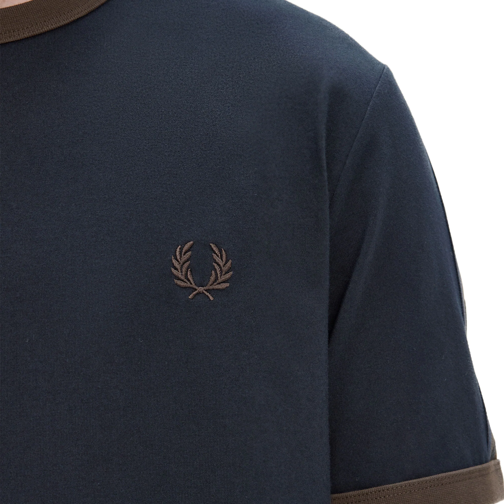 Fred Perry Contrast Tape Ringer T-Shirt Navy/Burnt Tobacco - Image 3