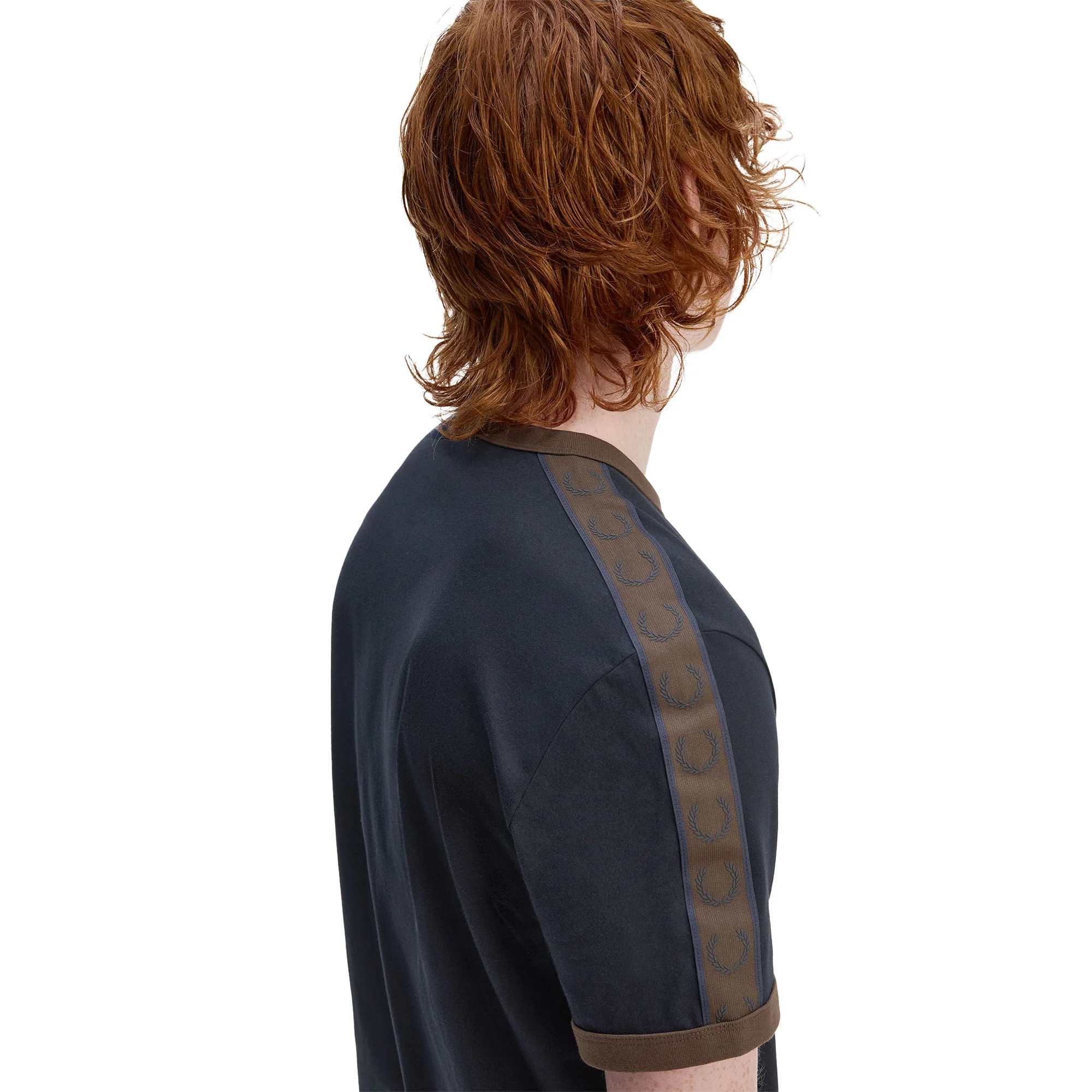 Fred Perry Contrast Tape Ringer T-Shirt Navy/Burnt Tobacco - Image 4