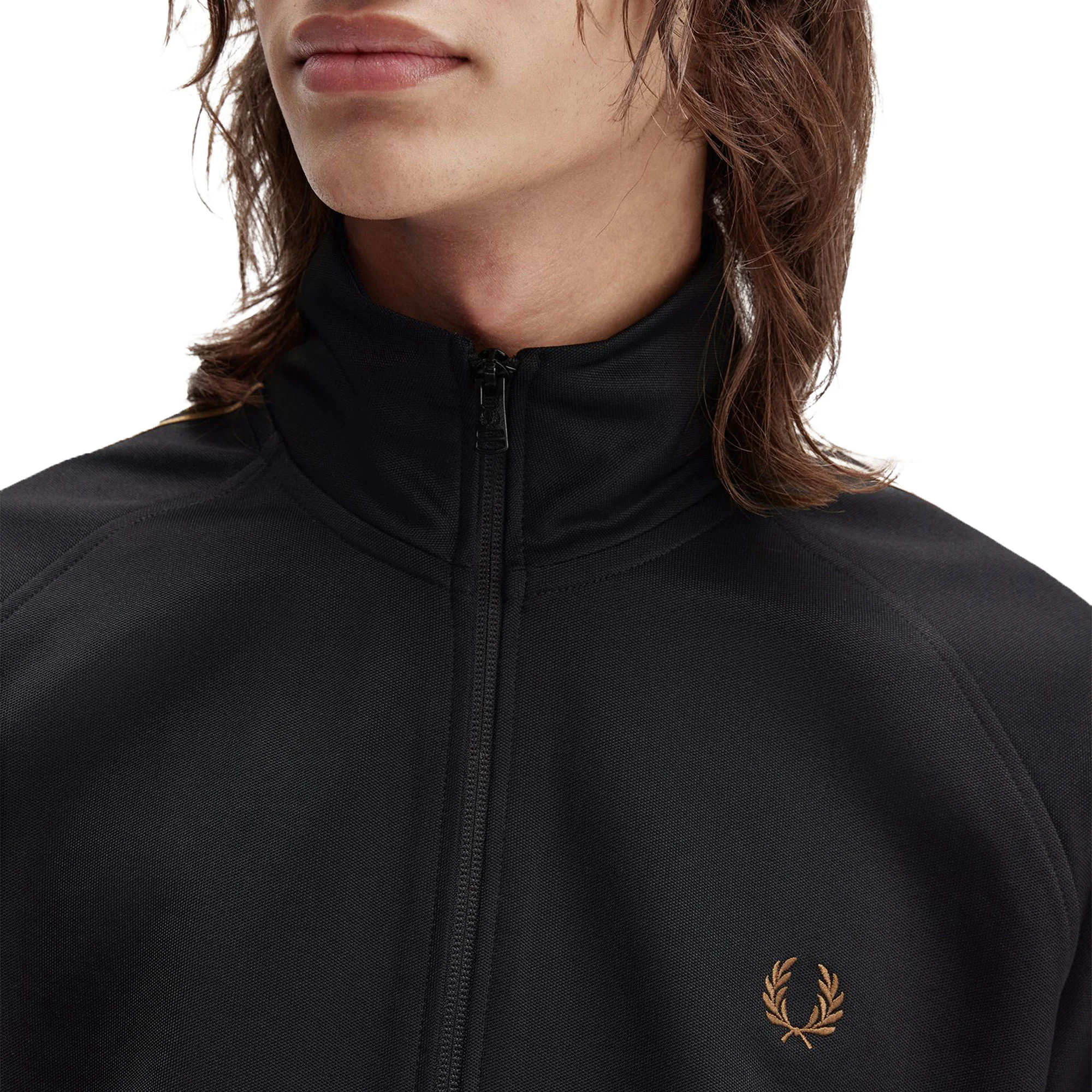 Fred Perry Contrast Tape Track Jacket Black/Shaded Stone - Image 3