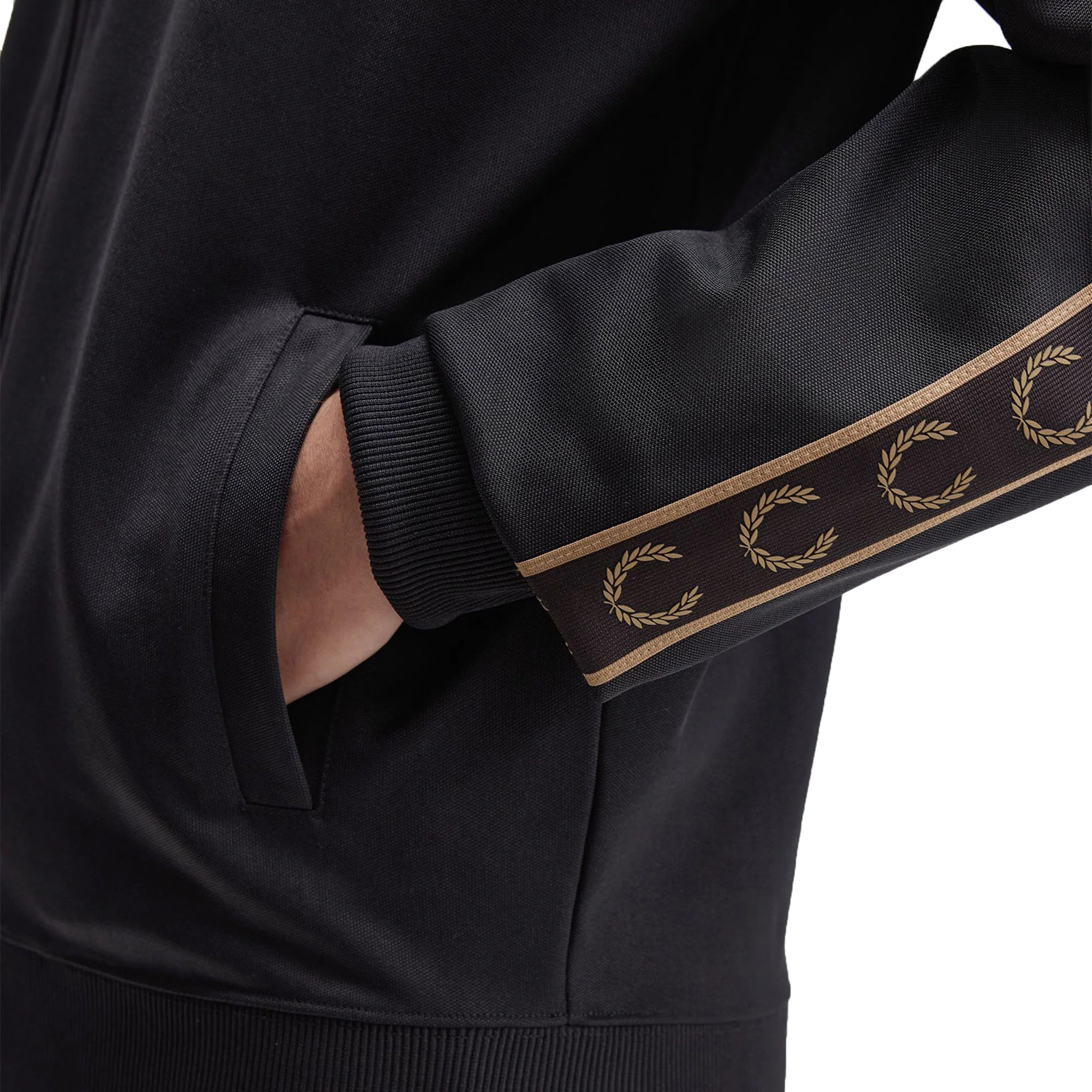 Fred Perry Contrast Tape Track Jacket Black/Shaded Stone - Image 4
