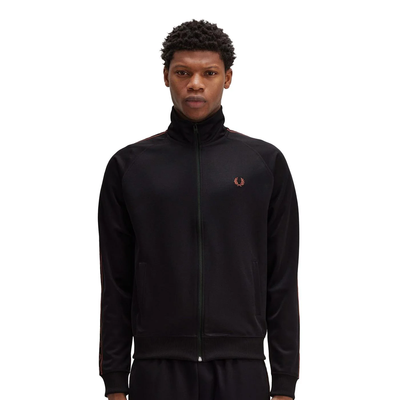 Fred Perry Contrast Tape Track Jacket Black/Whisky Brown