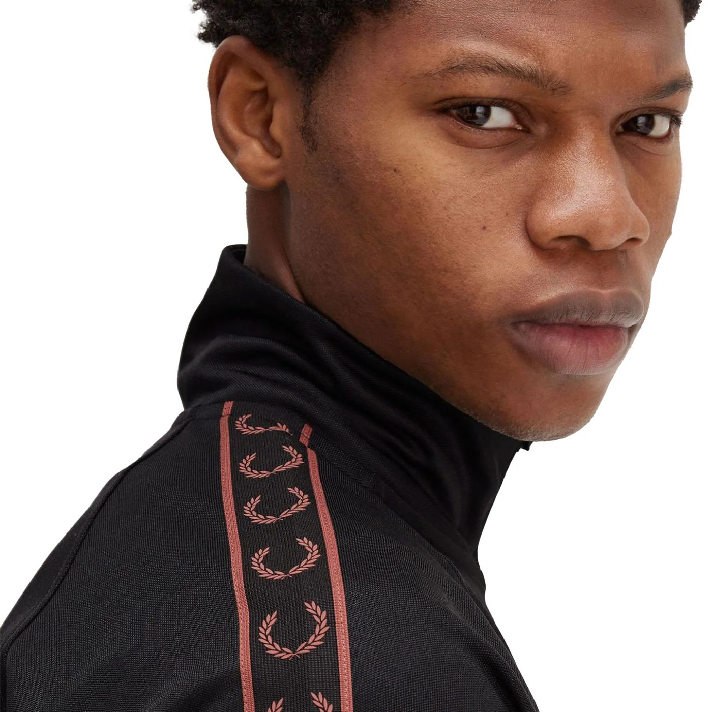Fred Perry Contrast Tape Track Jacket Black/Whisky Brown - Image 3