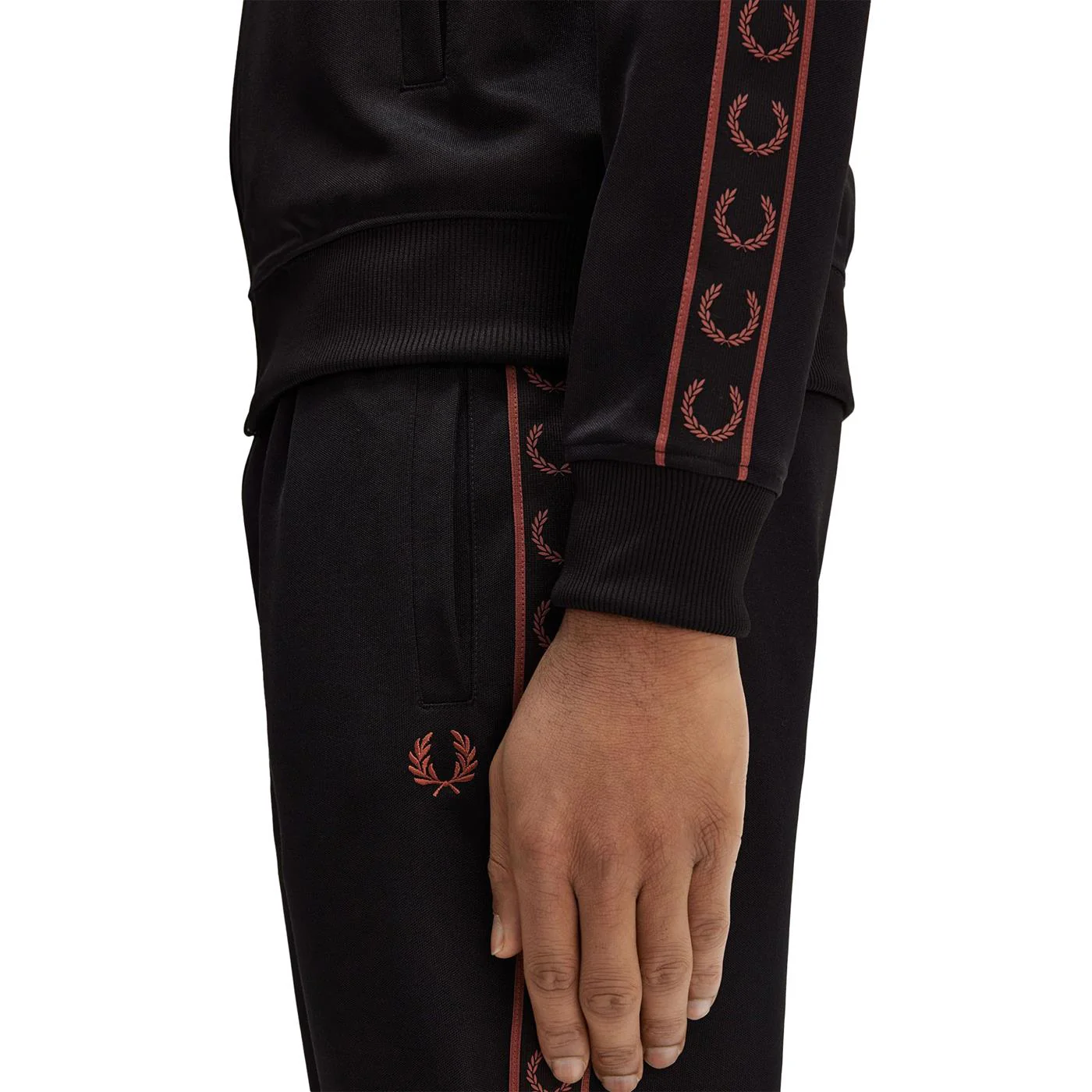 Fred Perry Contrast Tape Track Jacket Black/Whisky Brown - Image 4